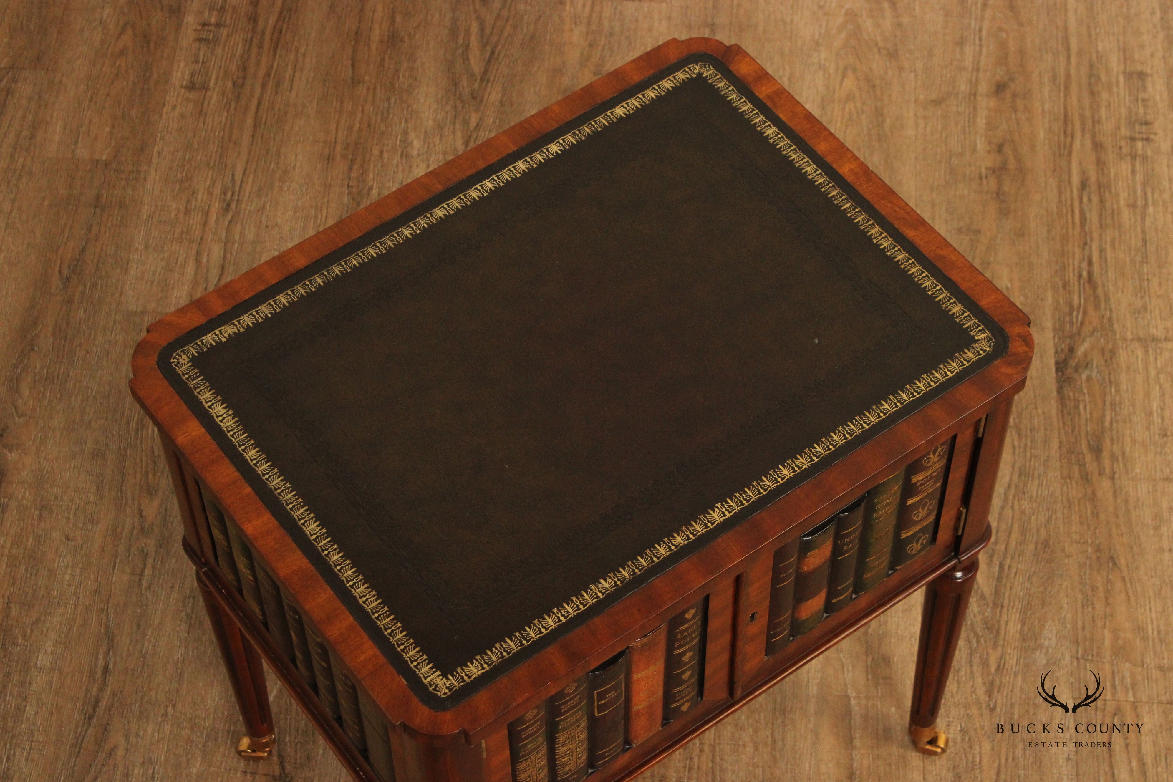 Maitland Smith Mahogany Faux Book End Table Cabinet