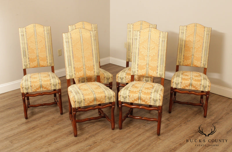 French Louis XIII Style Vintage OS de Mouton Set 6 Dining Chairs