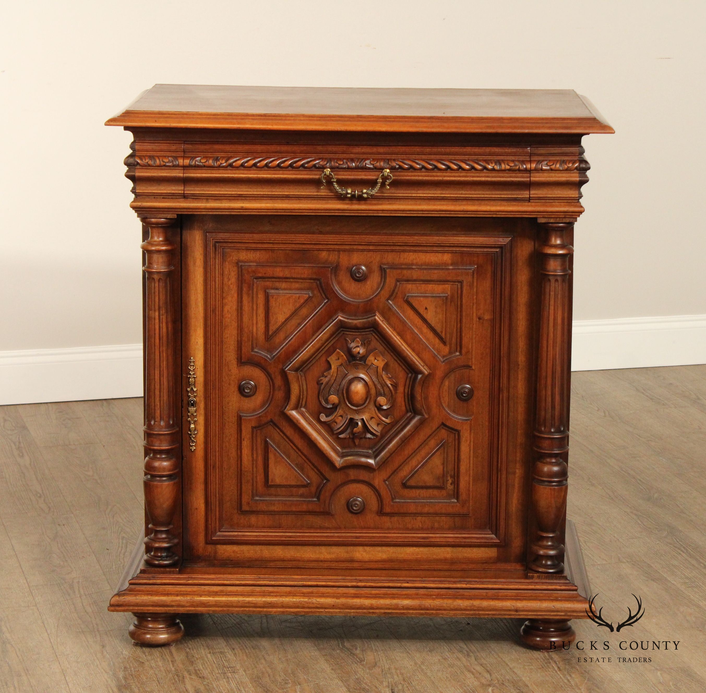 French Style Carved Walnut Confiturier Cabinet