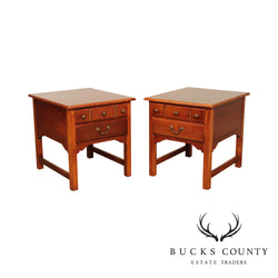 Riverside Handcrafted Pair Cherry 2 Drawer Side Tables