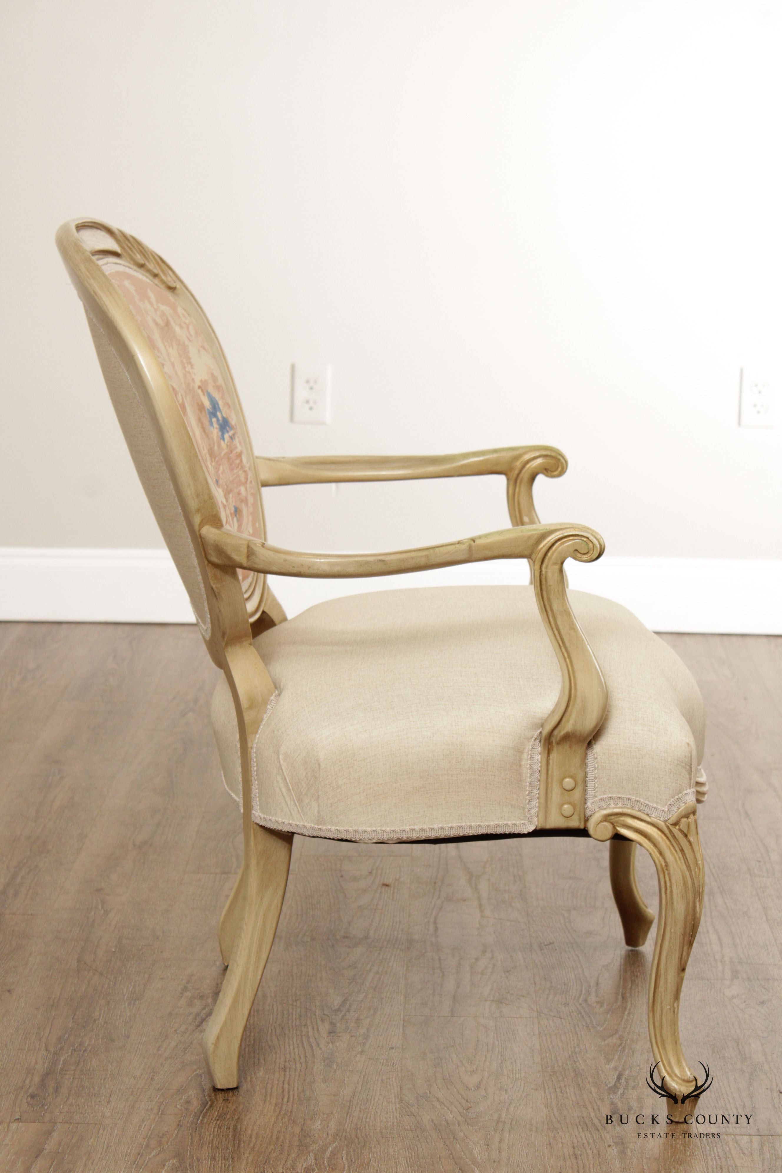 Statesville French Provincial Style Pair of Fauteuil Armchairs