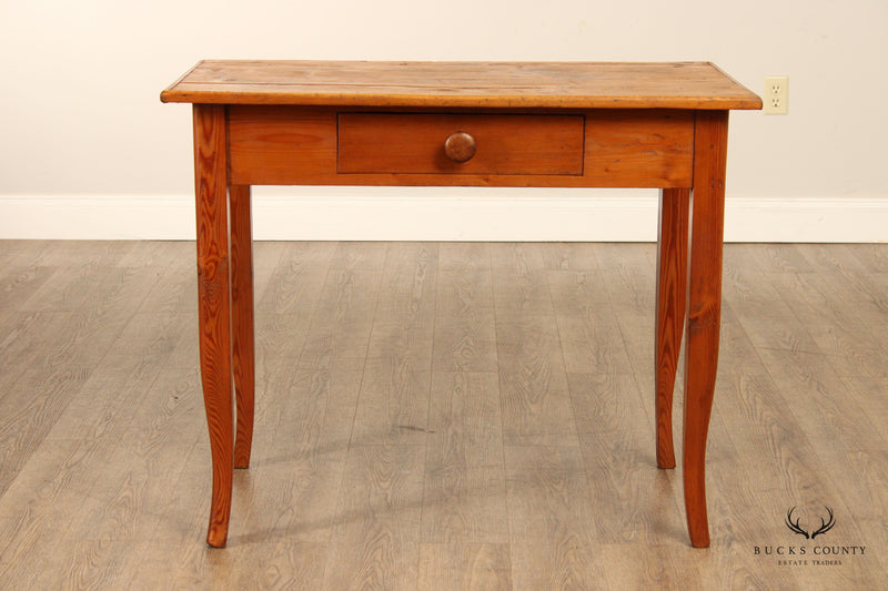 Antique Farmhouse One-Drawer Pine Writing Desk or Work Table