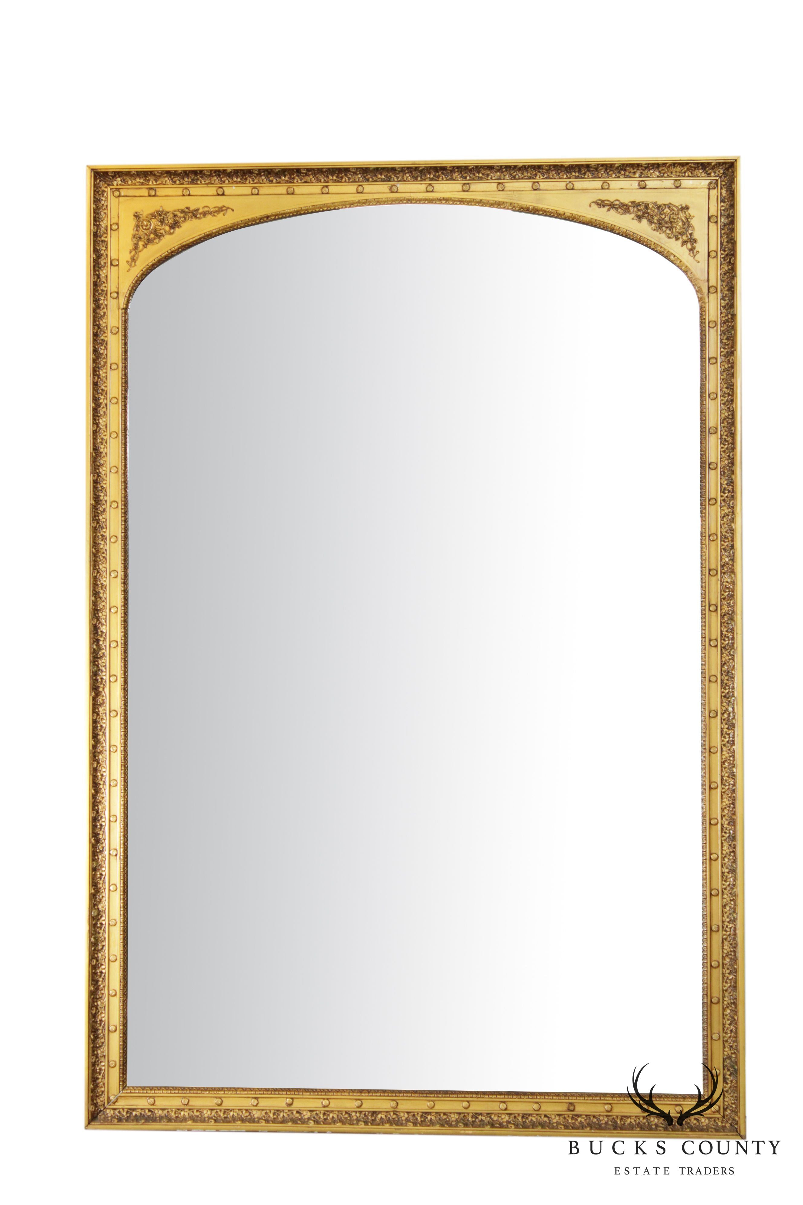 Antique French 19th Century Monumental Louis XVI Style Gilt Mirror (B)