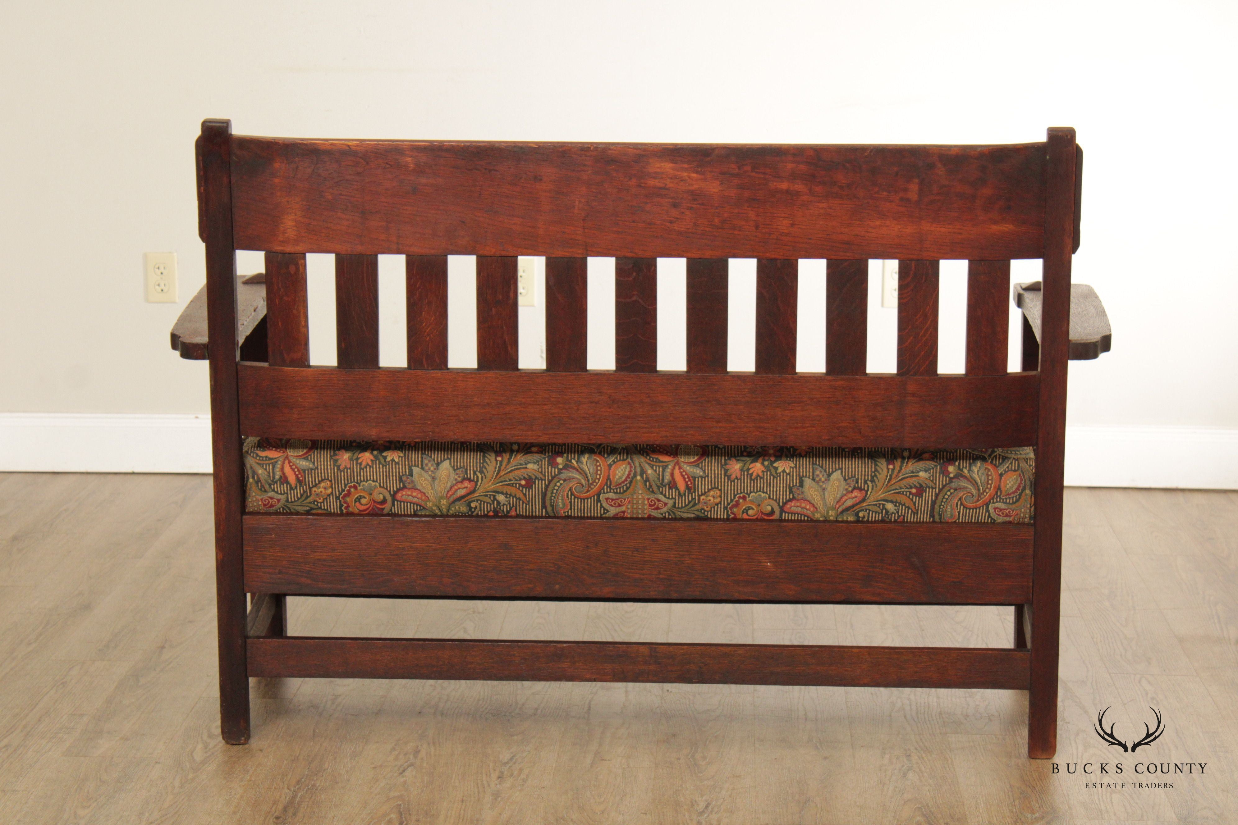 Antique Arts & Crafts Mission Oak Settee