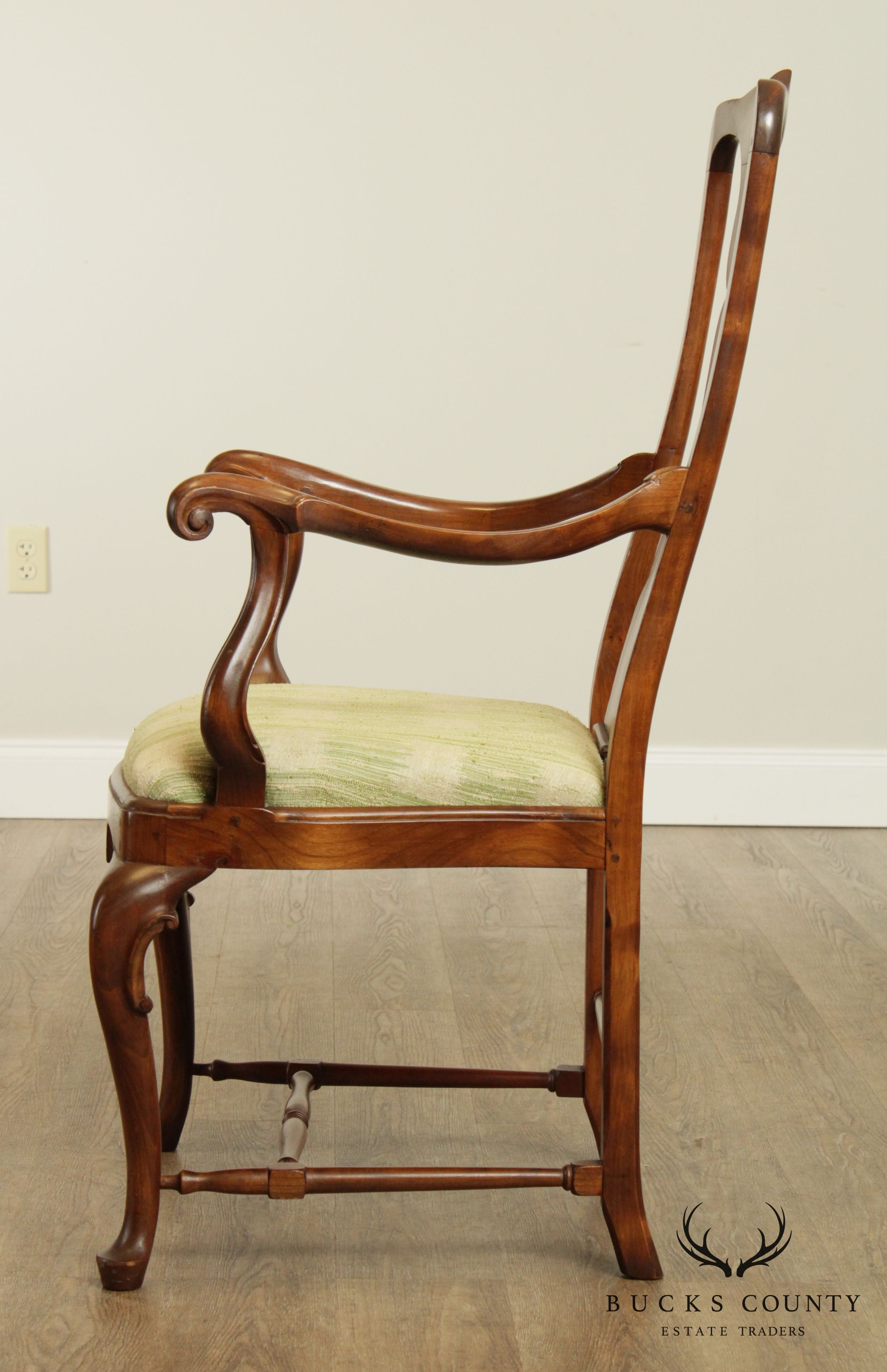 Italian Walnut Vintage Pair Armchairs