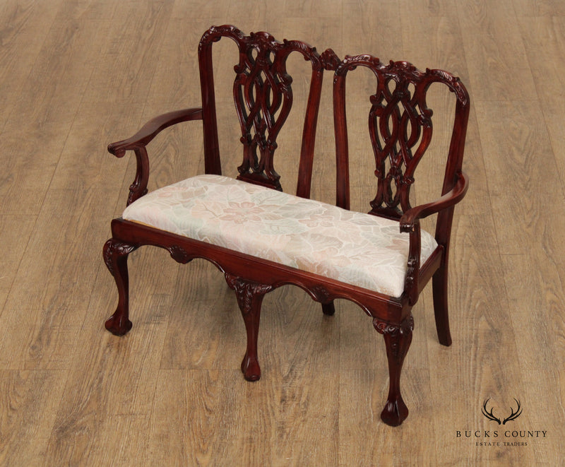 Chippendale Style Mahogany Carved Children's or Doll Settee