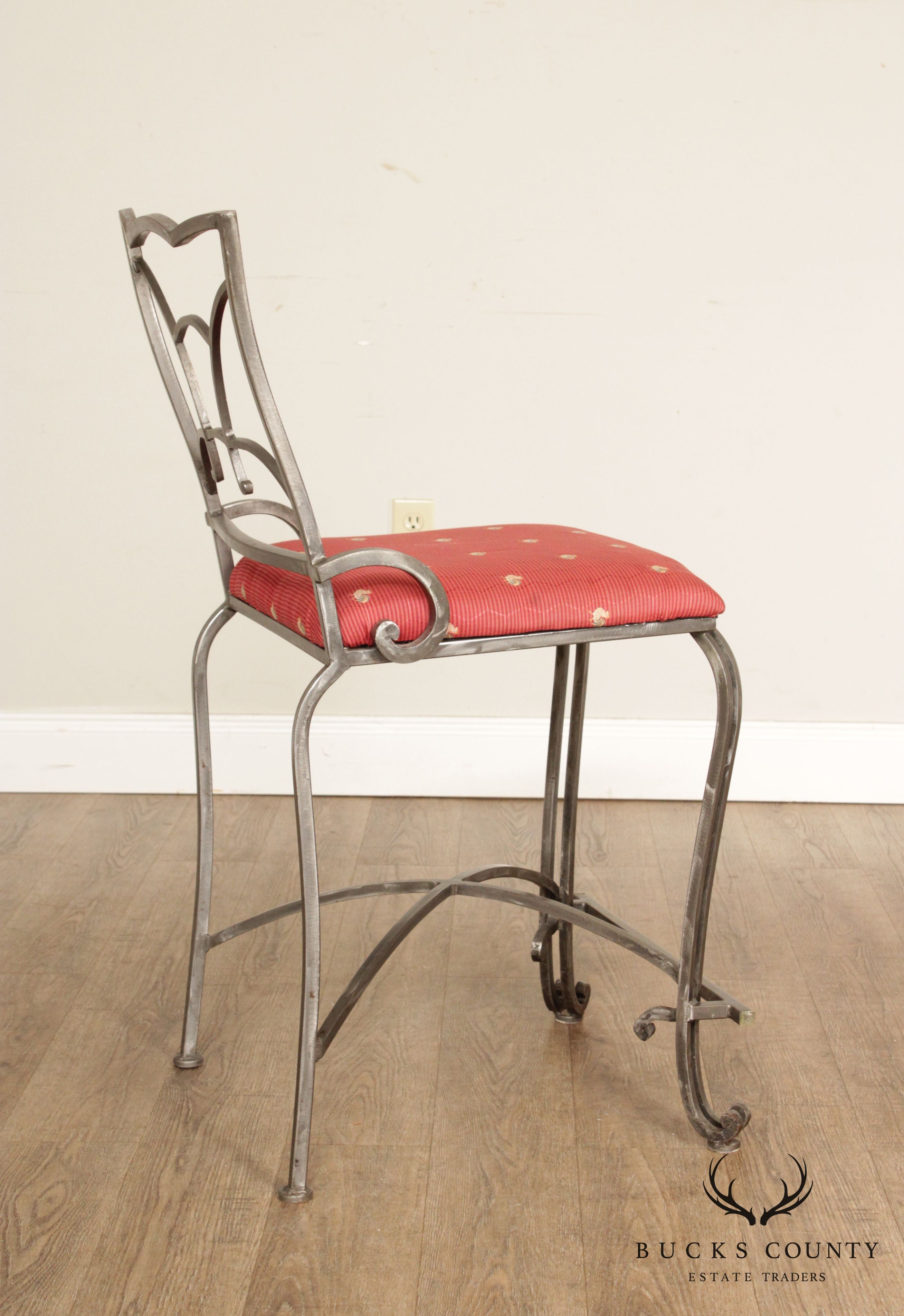 Quality Set of Three Wrought Iron Counter Stools