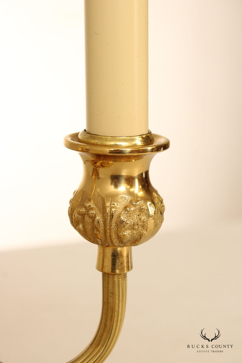 French Art Nouveau Style Quality Brass 2-Light Table Lamp