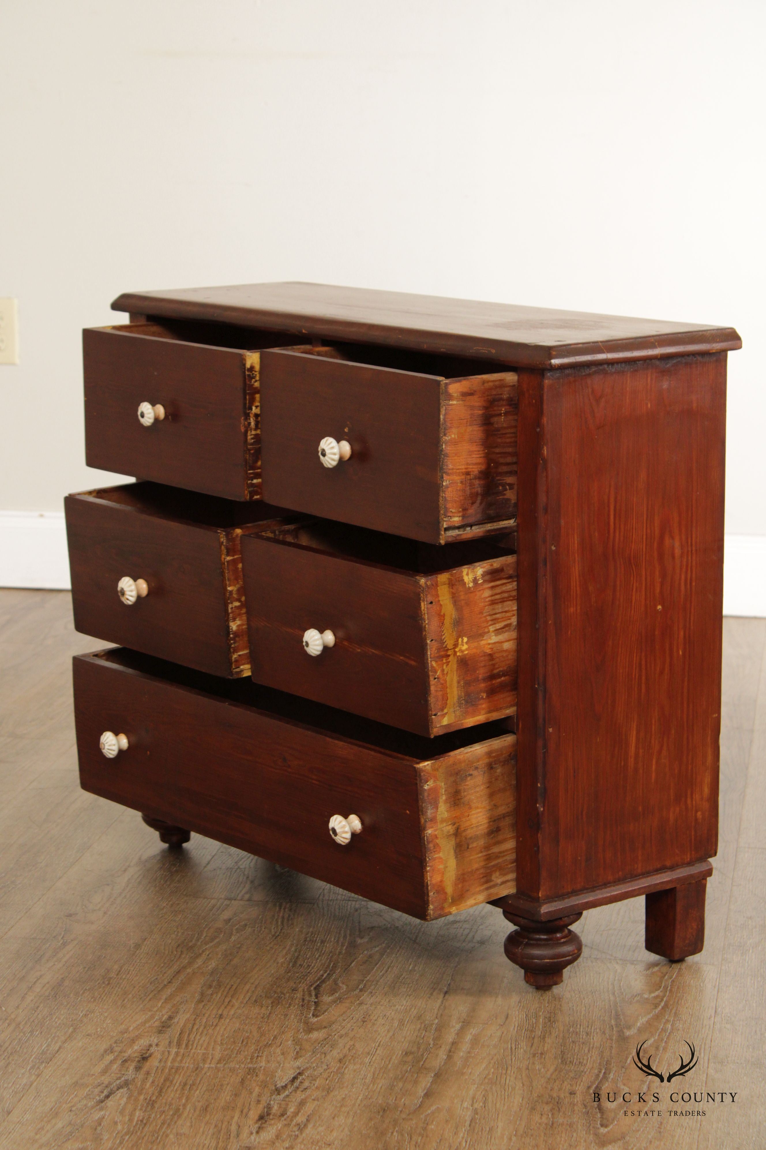 Antique 19th C. English Pine Apothecary Chest of Drawers