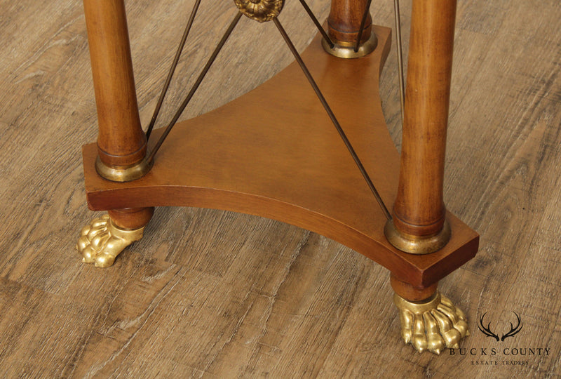 Neo Classical Style Vintage Round Marble Top Brass Footed Side Table