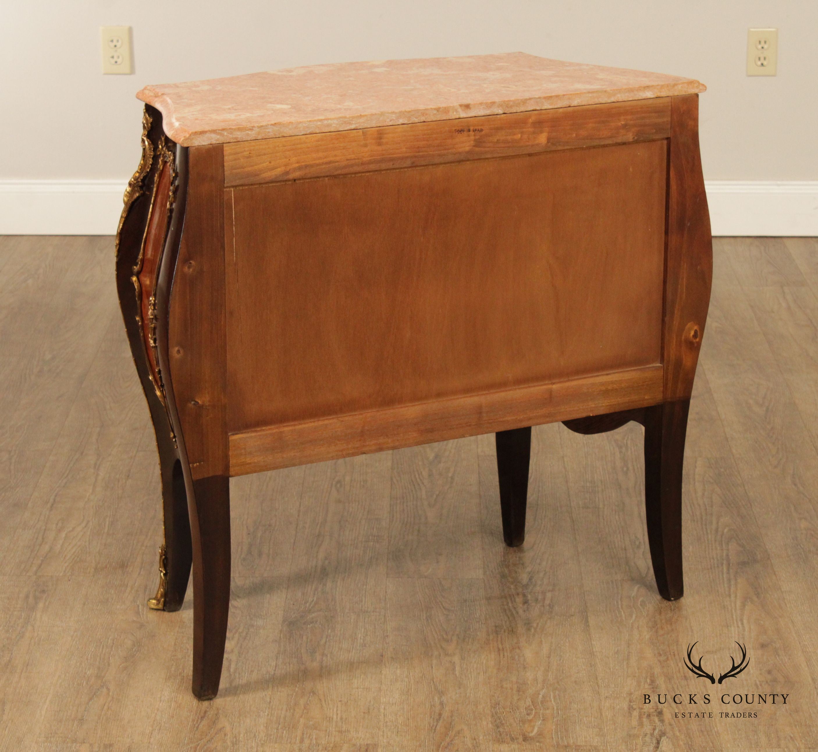 French Louis XV Style Bombe Marble Top Commode