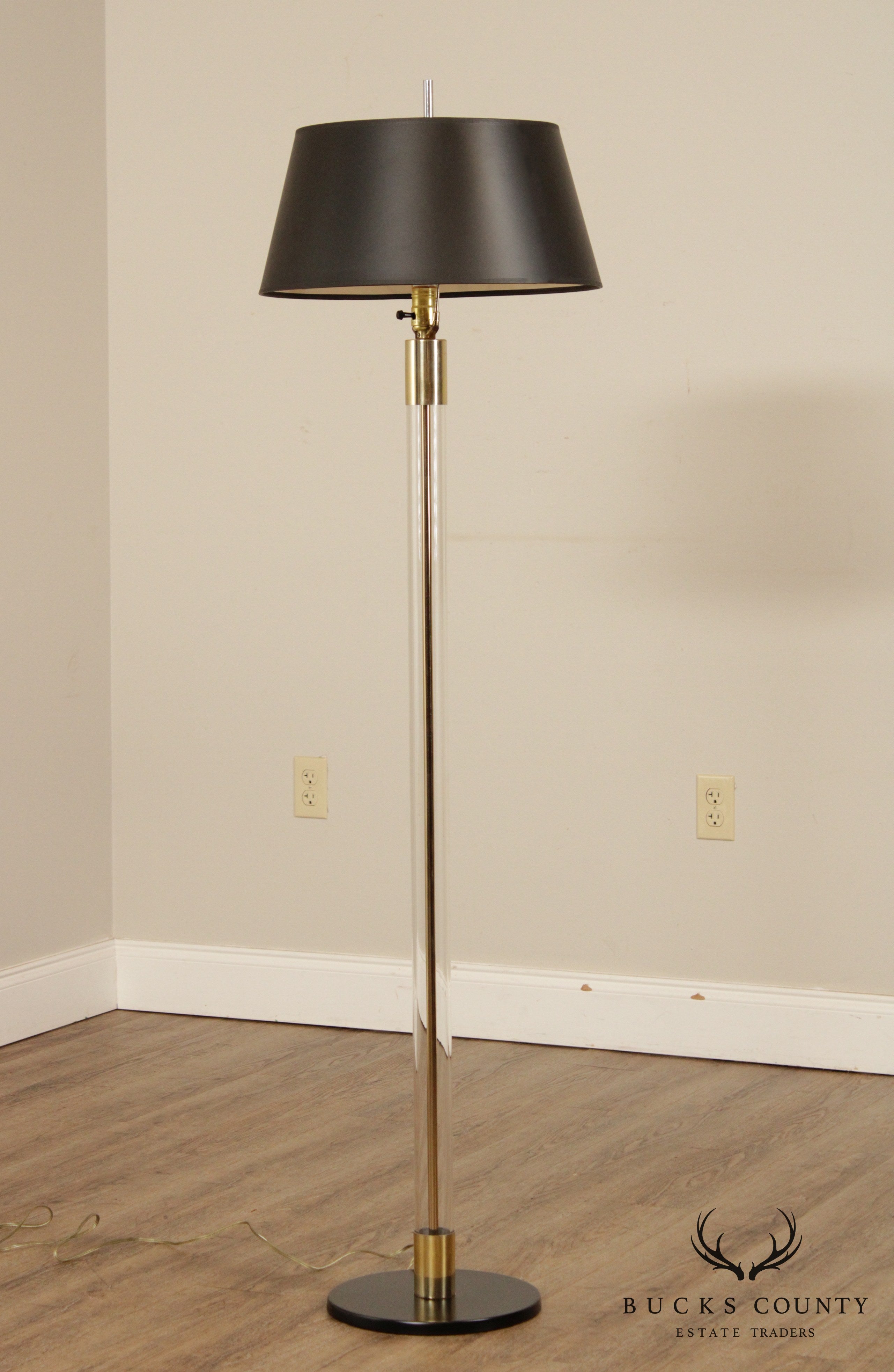 Industrial Style Glass & Brass Floor Lamp