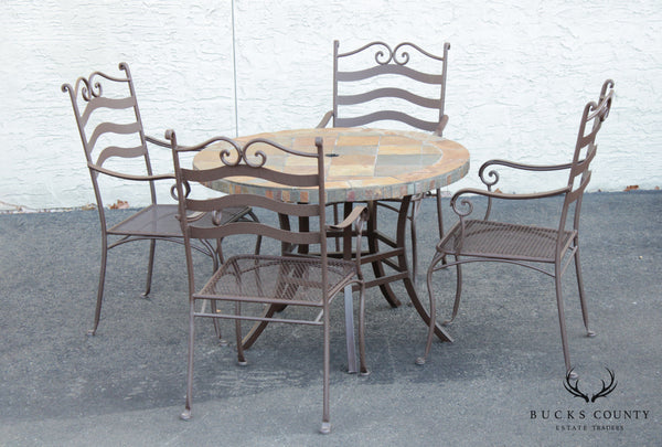 Tuscan Style Wrought Iron 5 Piece Patio Dining Set