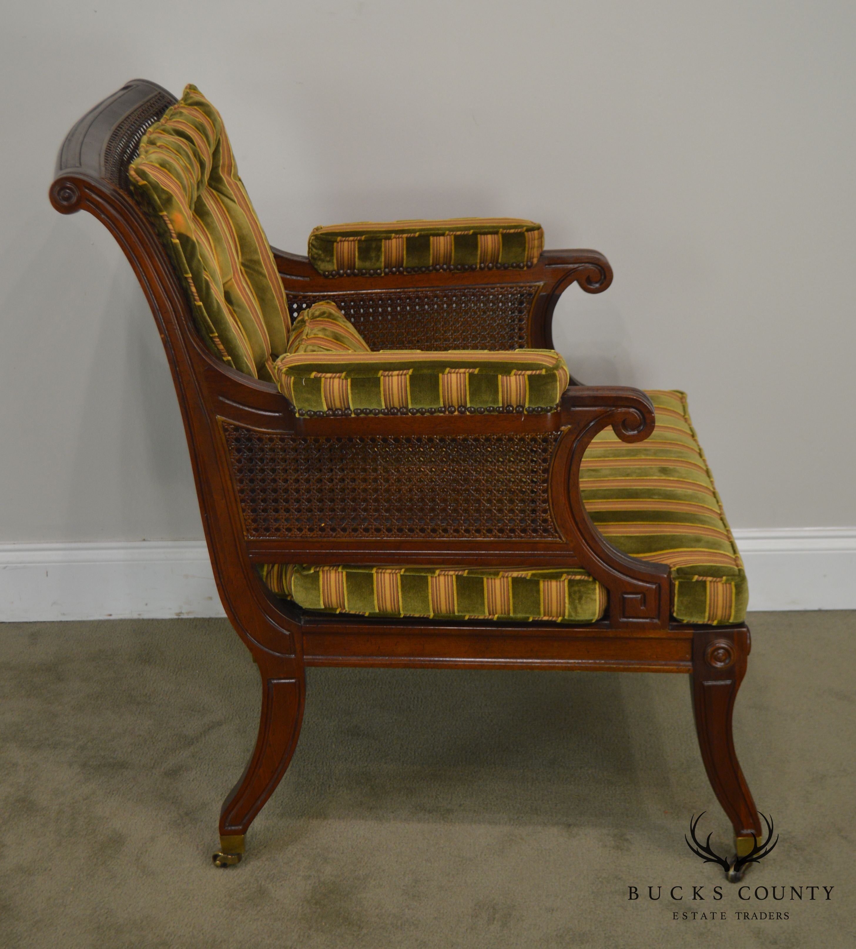 Baker Stately Homes Collection Regency Style Mahogany Cane Armchair