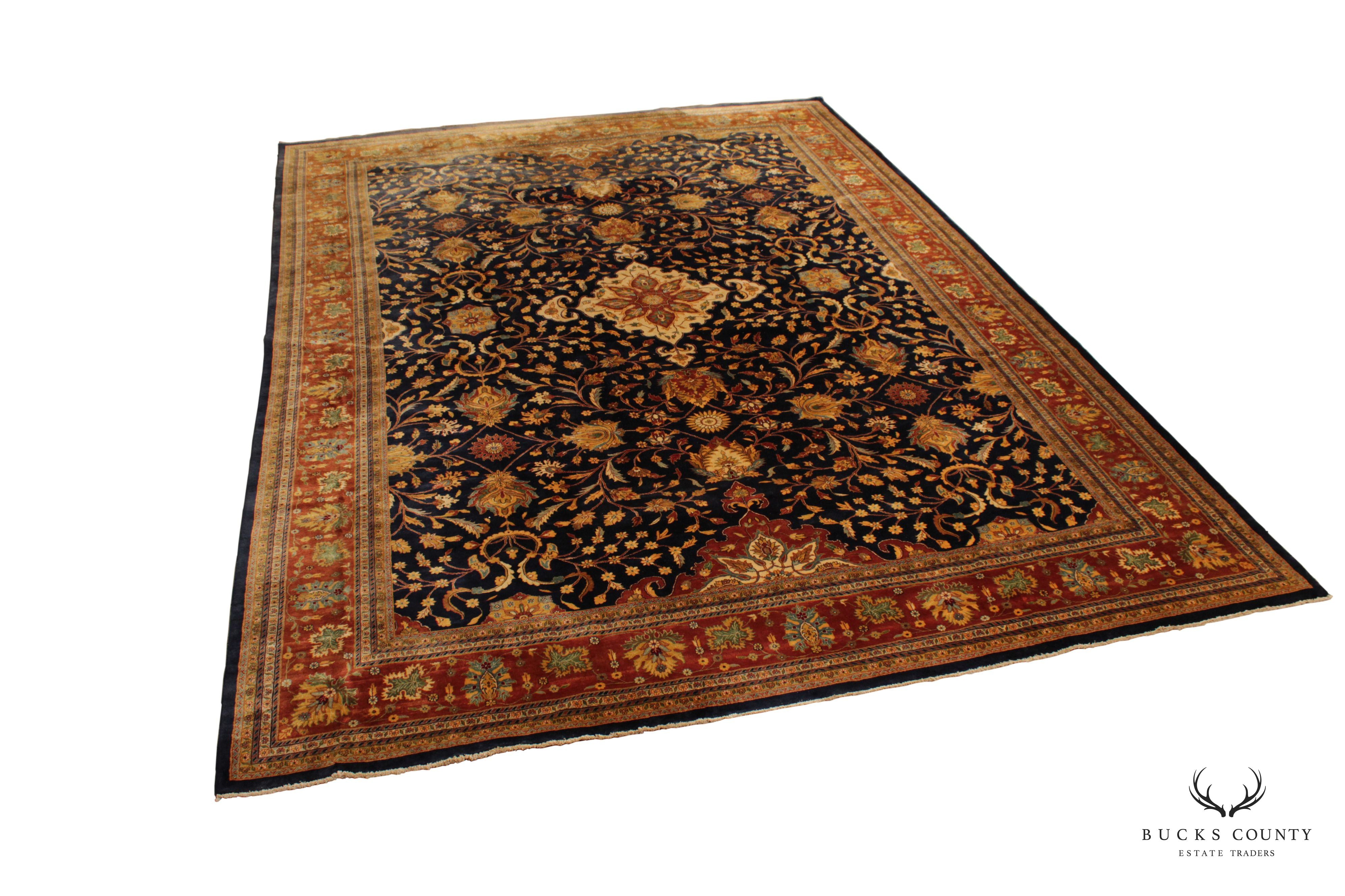 Quality Hand Tied Persian Sarouk Large Room-Size Area Rug, 17' x 12'