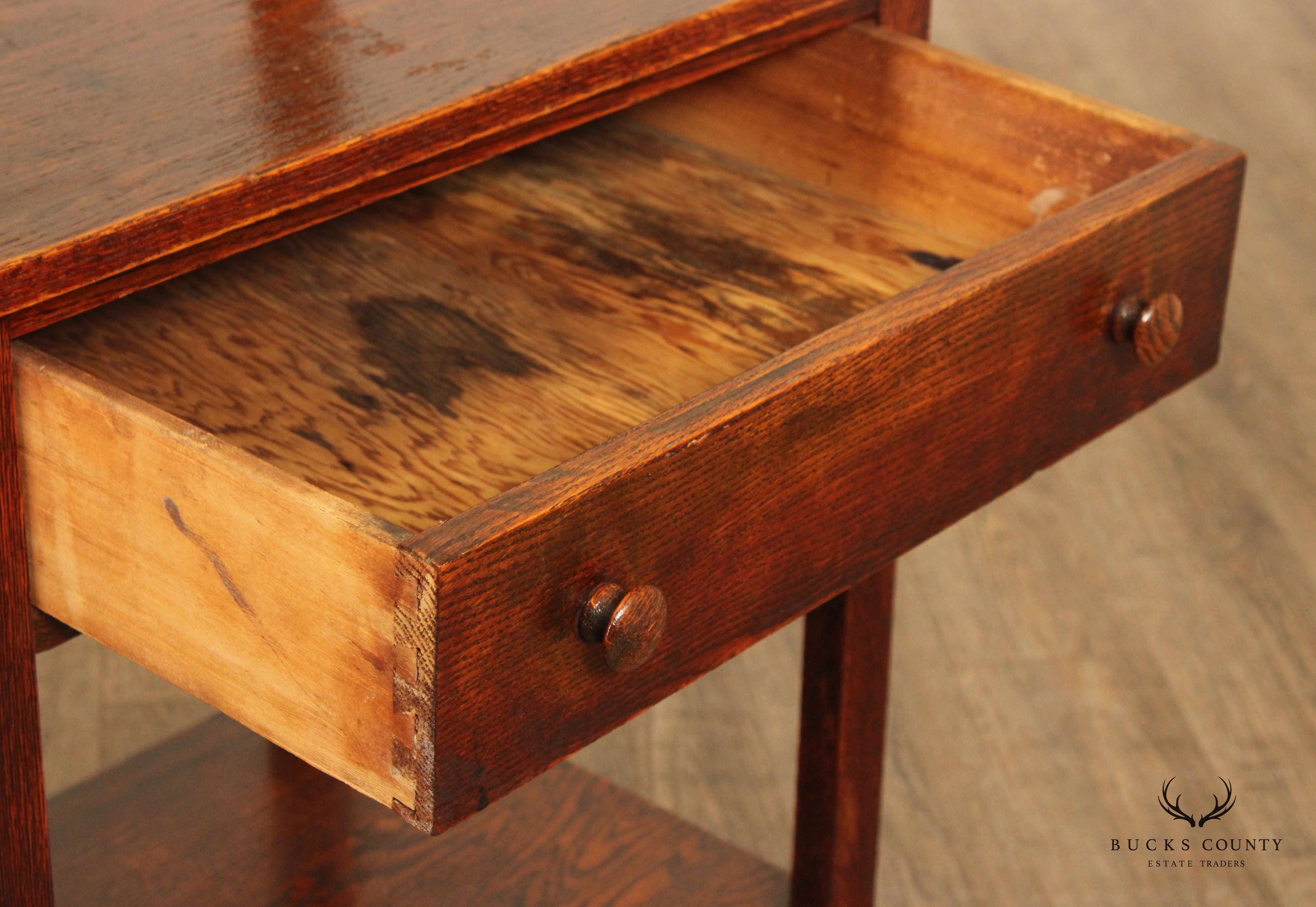 Antique Arts & Crafts Oak Shaving Stand