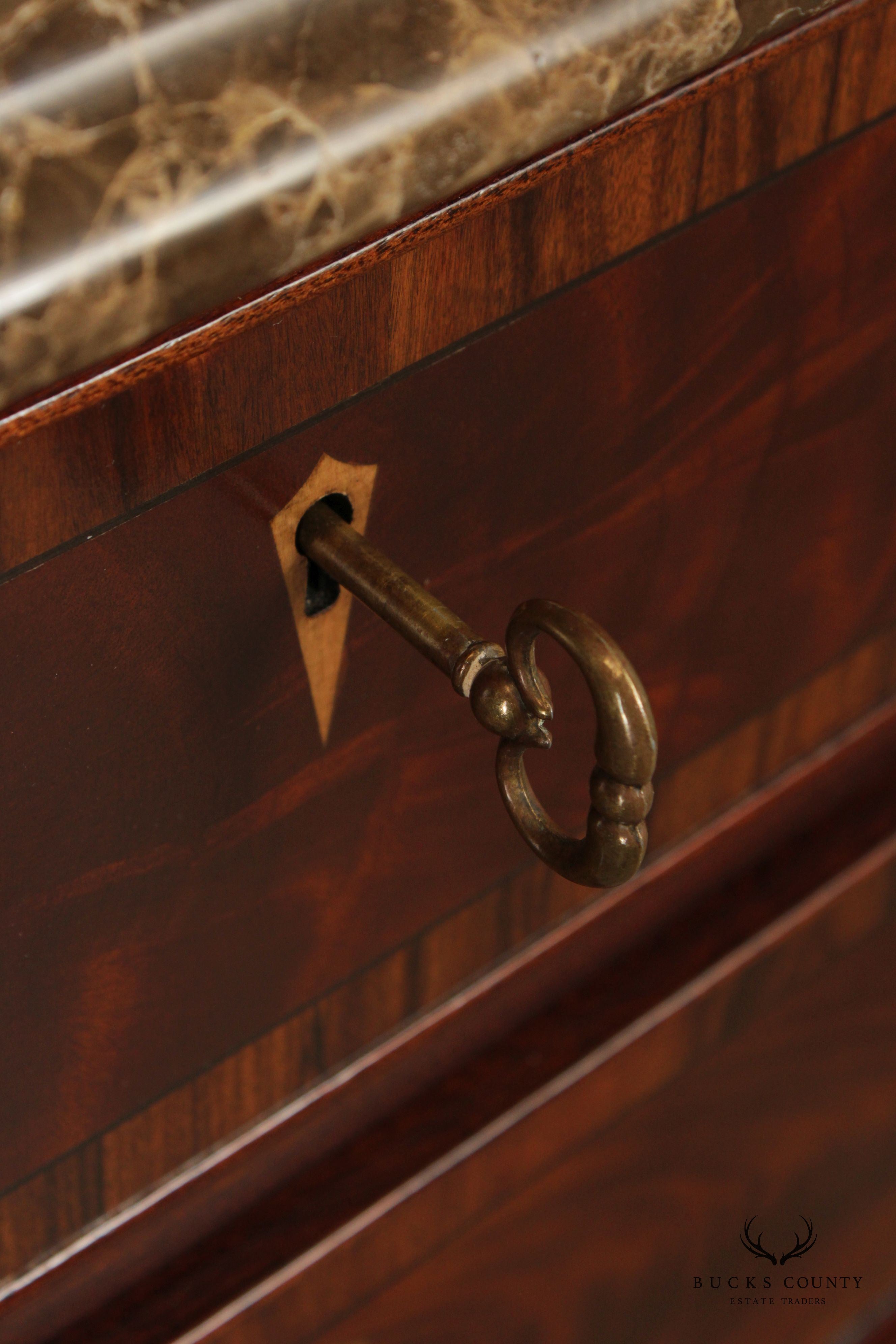 Councill Regency Style Marble Top Mahogany Sideboard