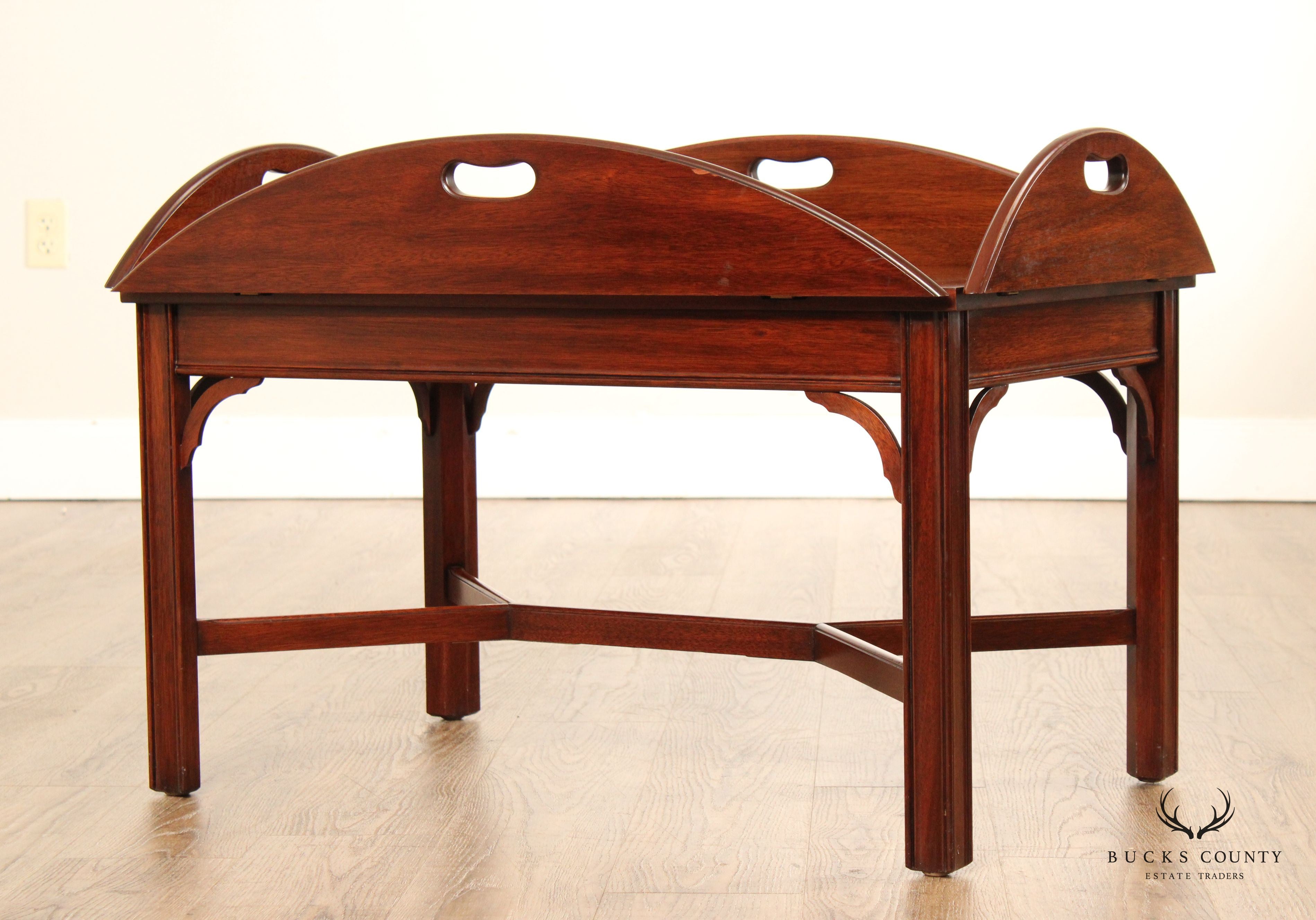 Henkel-Harris Chippendale Style Mahogany Butler's Tray Coffee Table