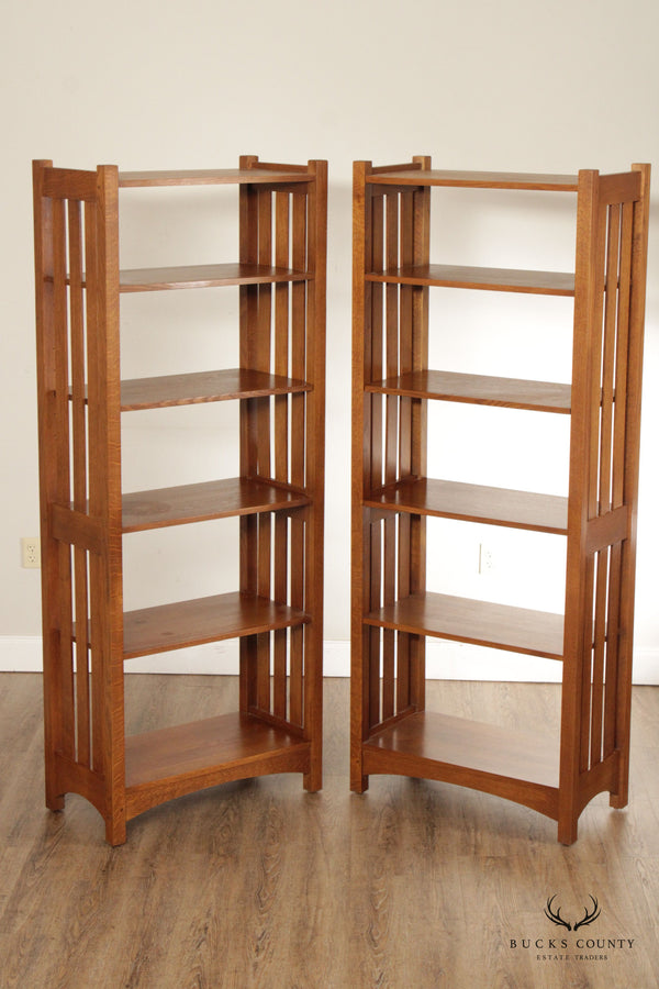 Stickley Mission Collection Pair of Oak Bookshelf Etageres