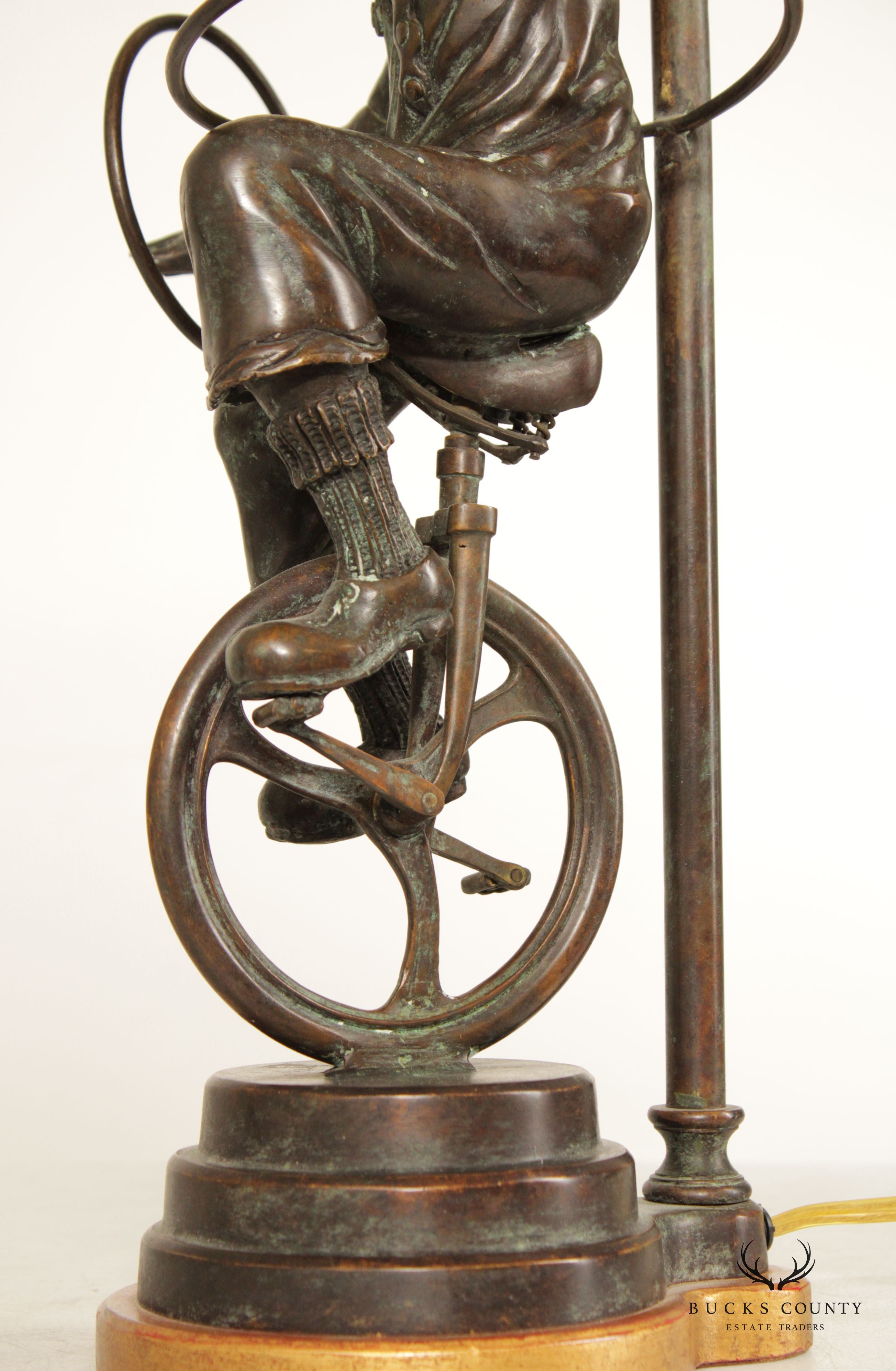 Bronze Unicycle Clown Table Lamp