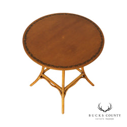 Victorian Style Wicker Rattan Round Side Table