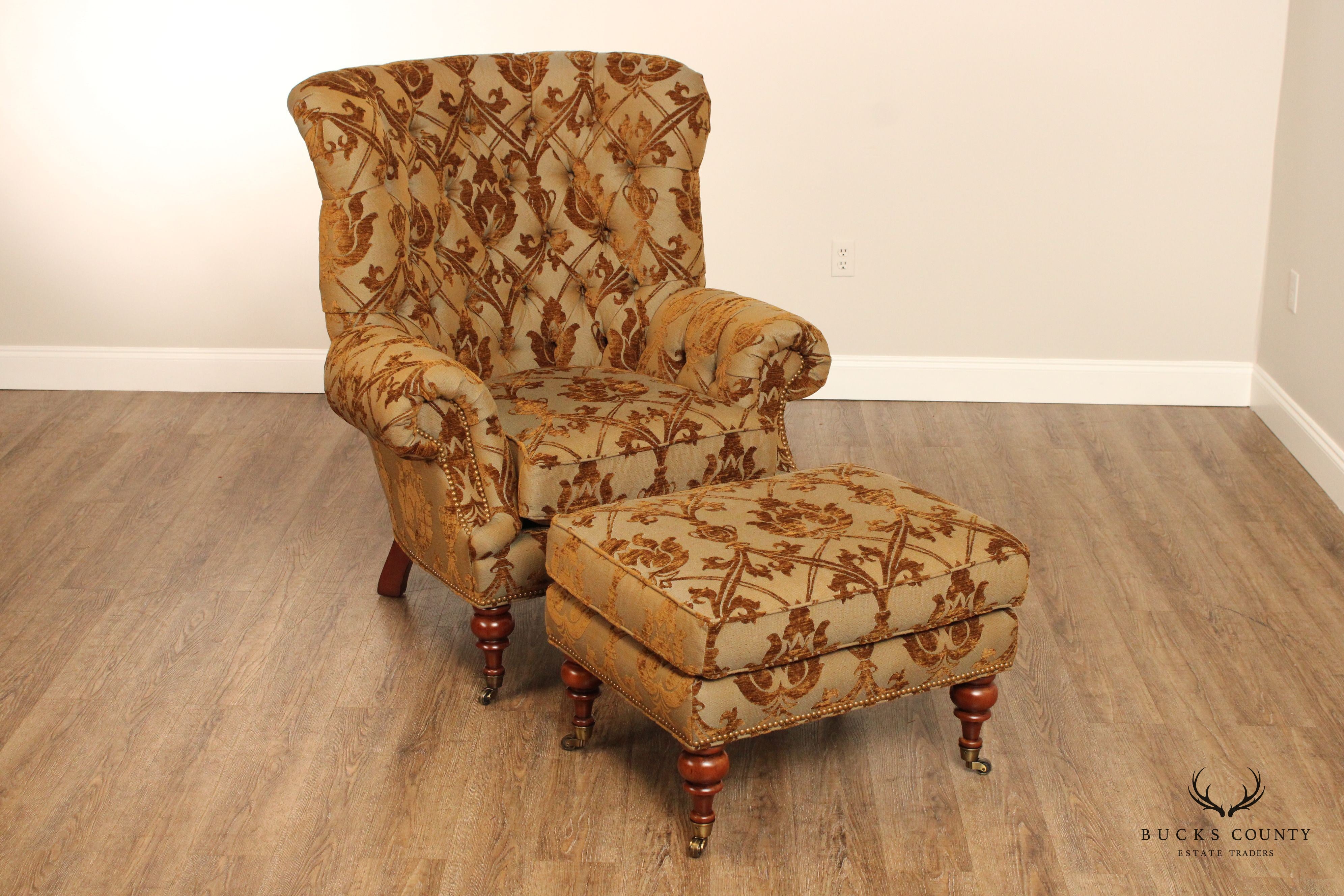 E.J. Victor Tufted 'Kensington' Wing Chair And Ottoman