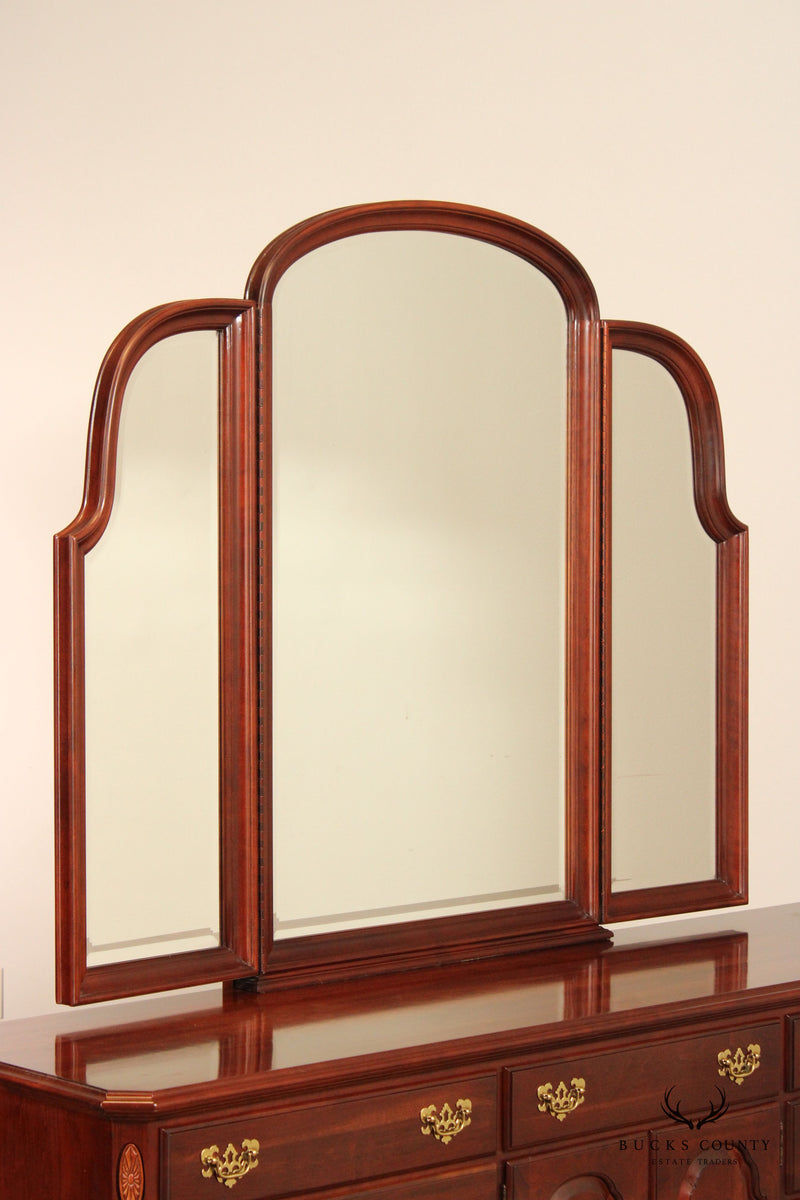 Ethan Allen Georgian Court Cherry Triple Dresser with Mirror