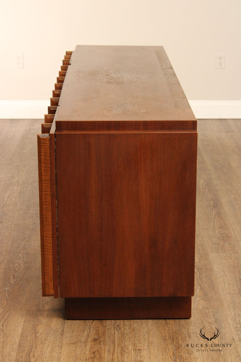 Tobago Mid Century Modern Sculpted Walnut Long Dresser