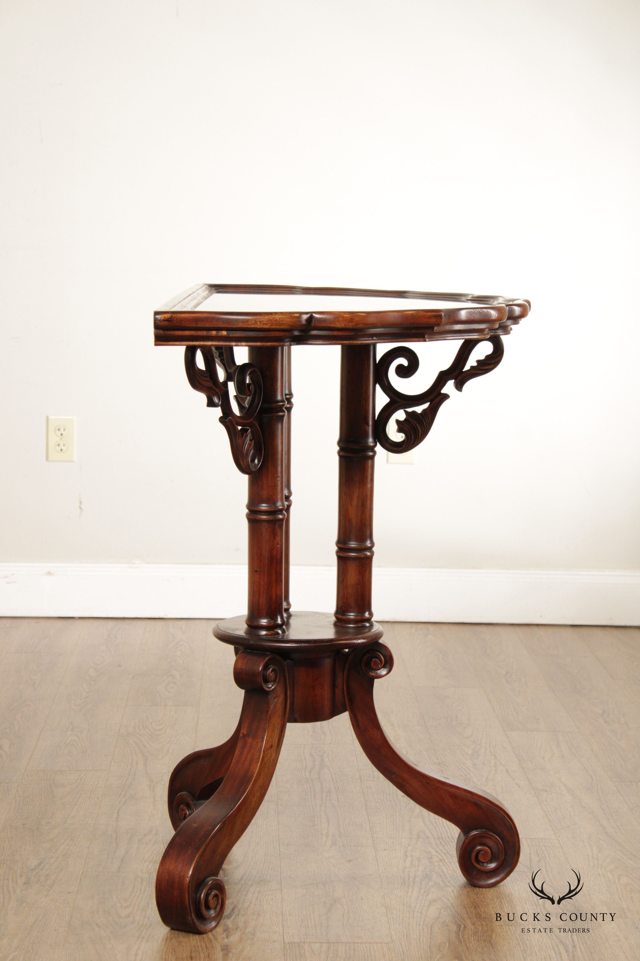 Georgian Style Mahogany Scalloped Edge Demilune Table