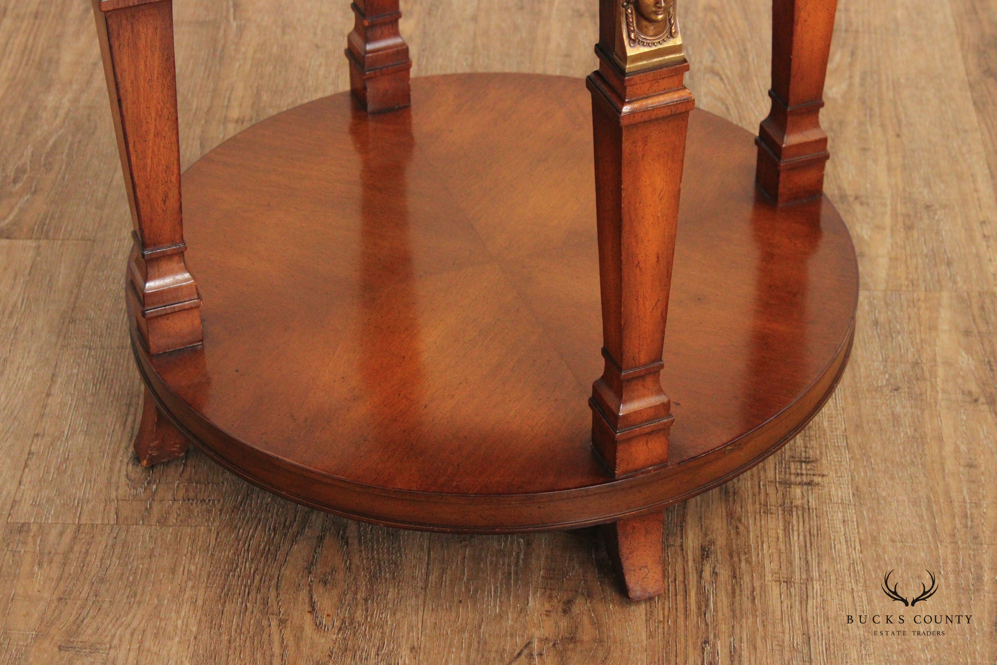 Egyptian Revival Style Round Marble Top Accent Table