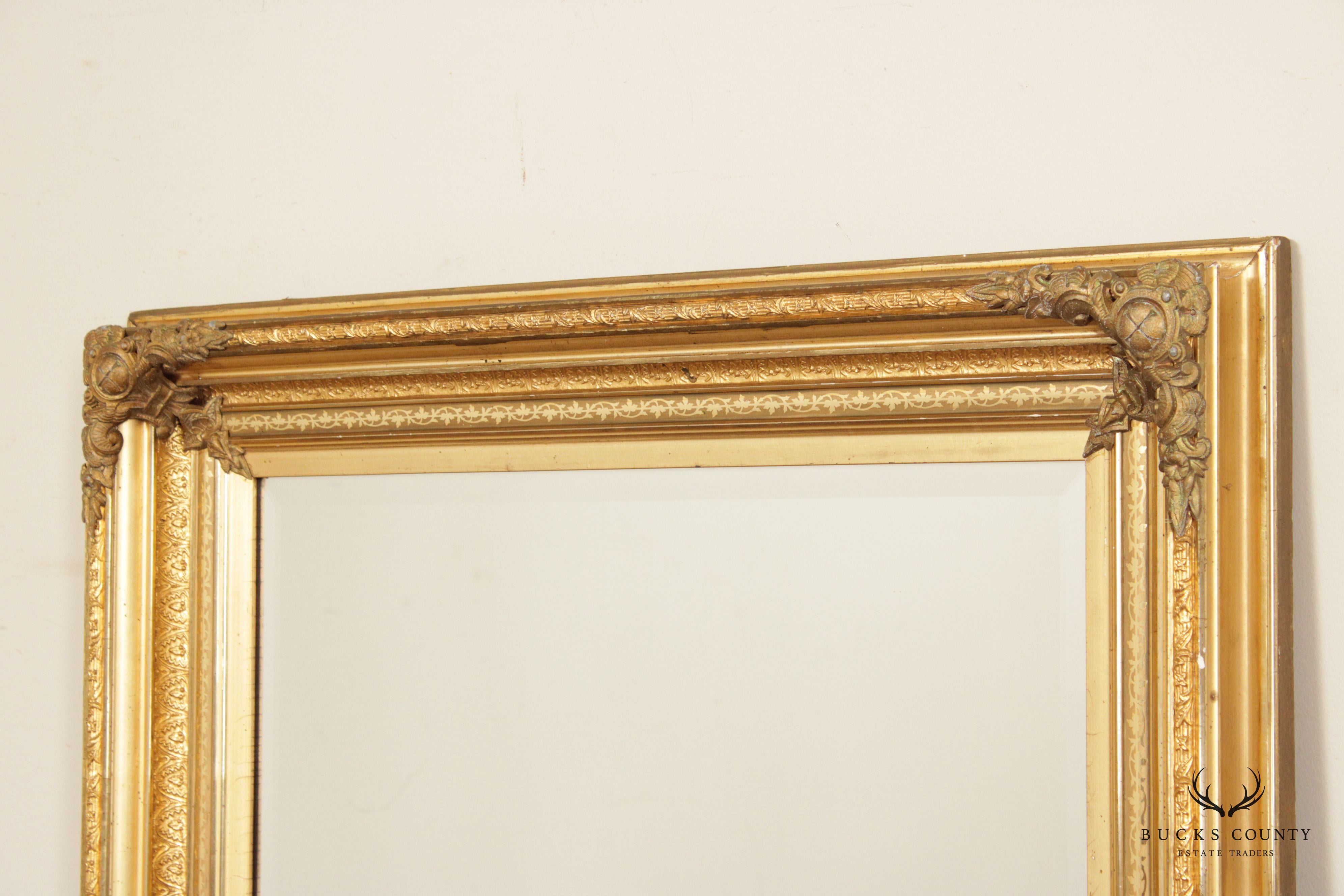 Antique Victorian Carved Giltwood Frame Wall Mirror