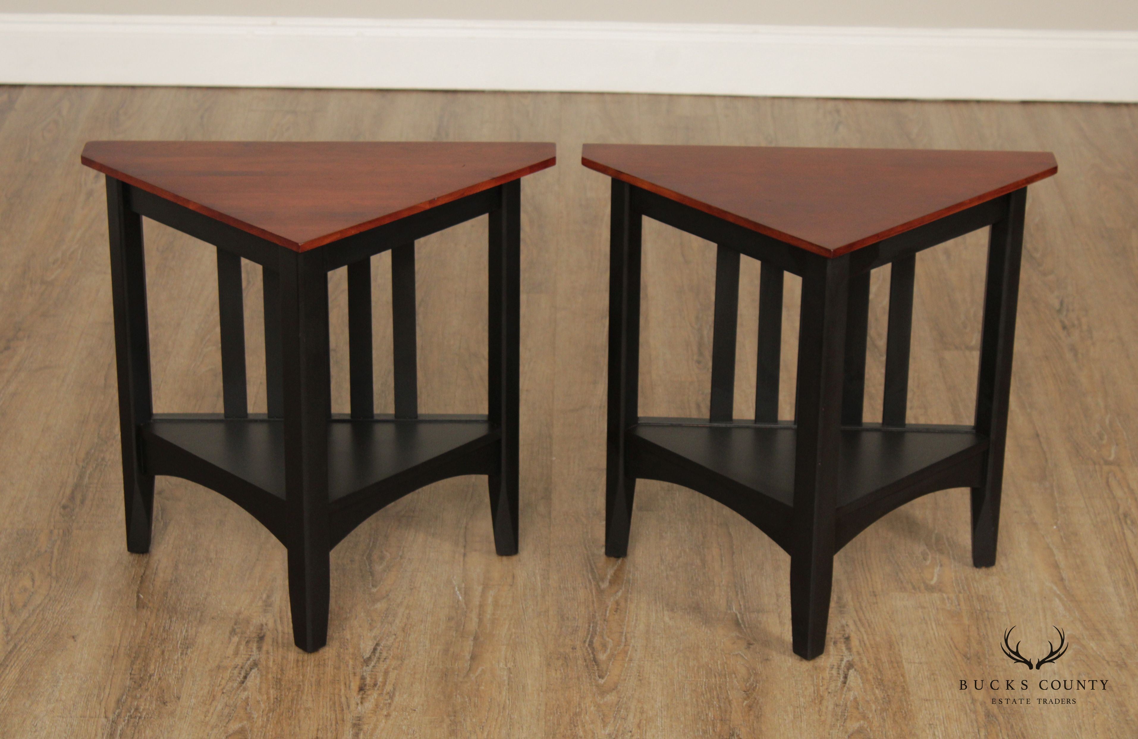 Ethan Allen 'American Impressions' Pair of Cherry Corner Tables