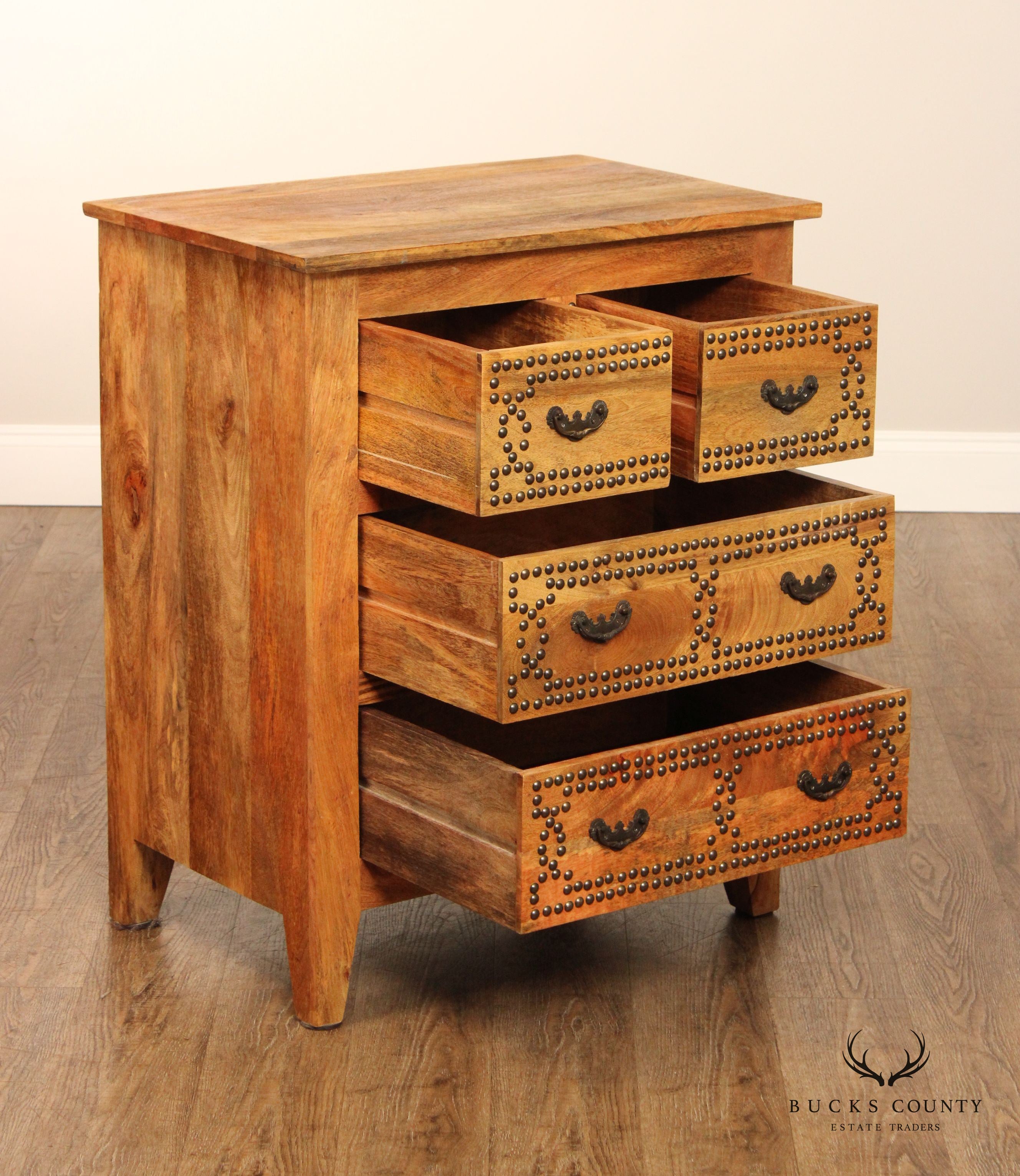 Anglo Indian Style Four Drawer Chest Nightstand