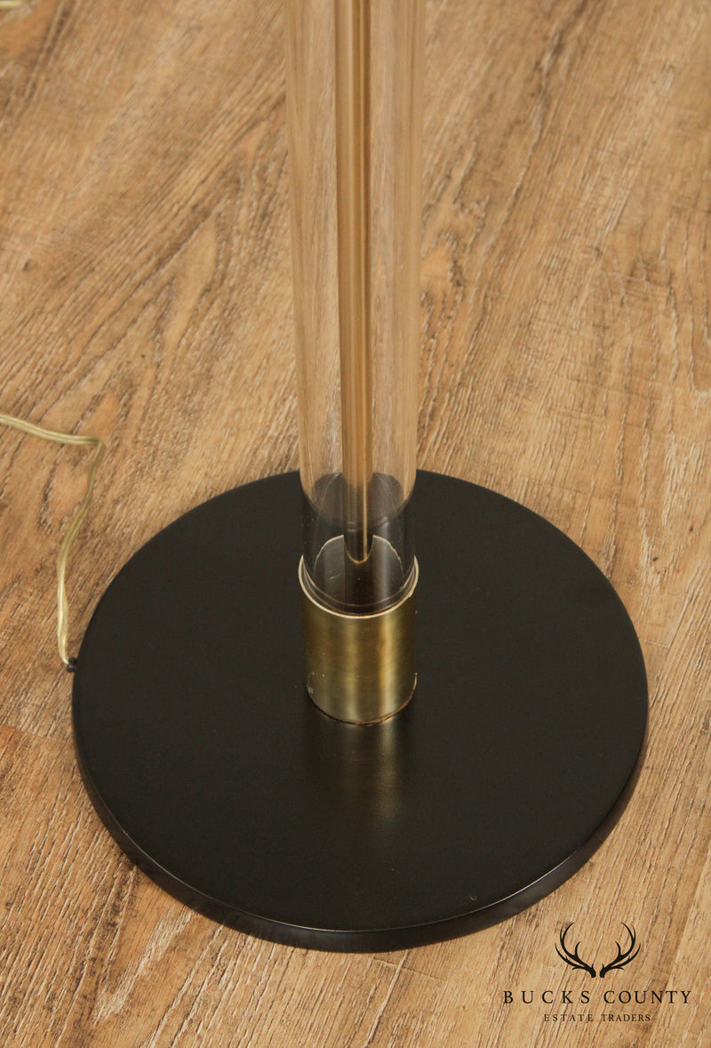 Industrial Style Glass & Brass Floor Lamp
