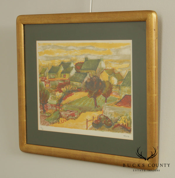 Eliane Thiollier French Country Village Framed Lithograph