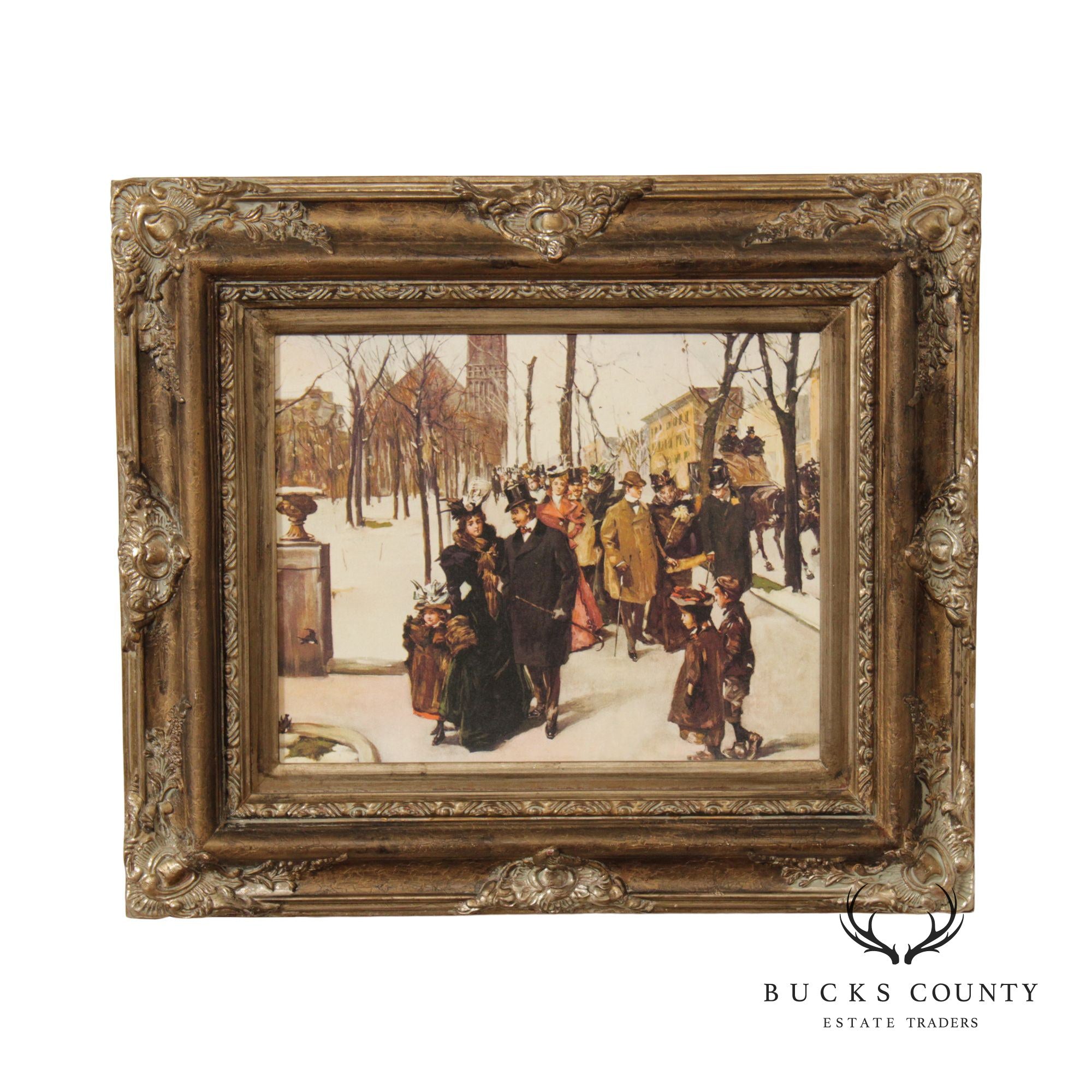 Victorian Street Scene Fine Art Canvas Print, Custom Framed