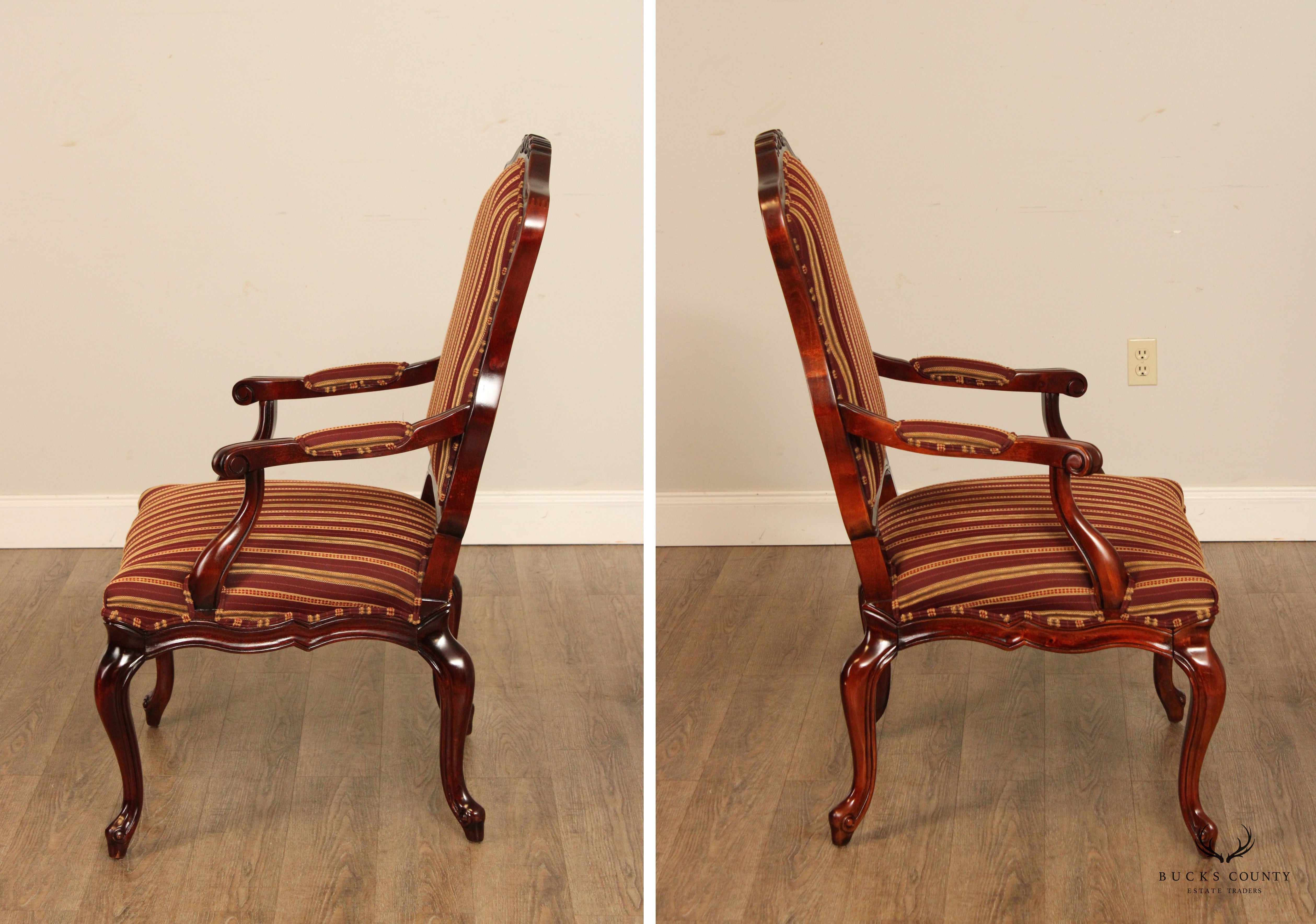 Fairfield French Louis XV Style Pair Fauteuil Armchairs