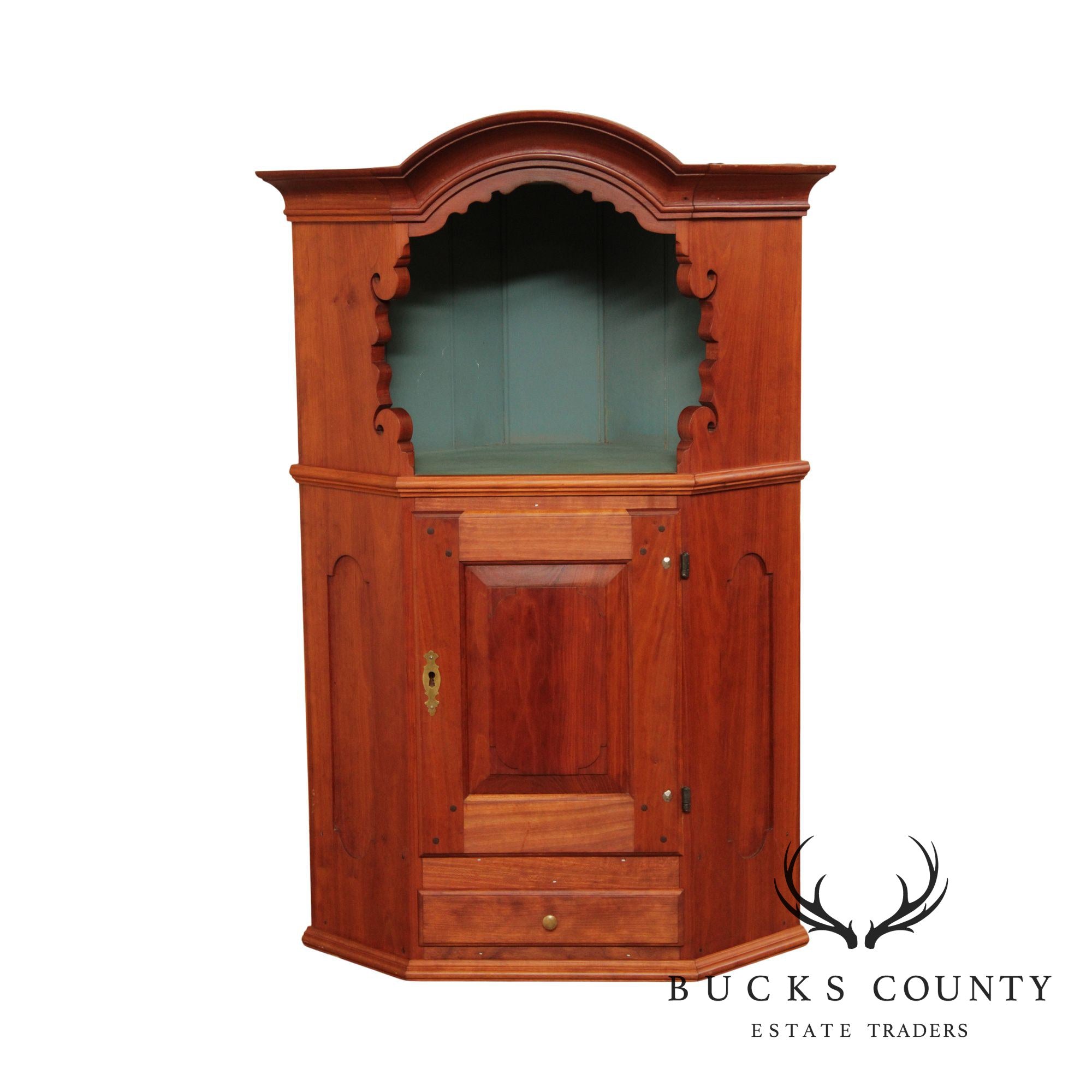 Custom Crafted Cherry Wall Hanging Corner Cabinet