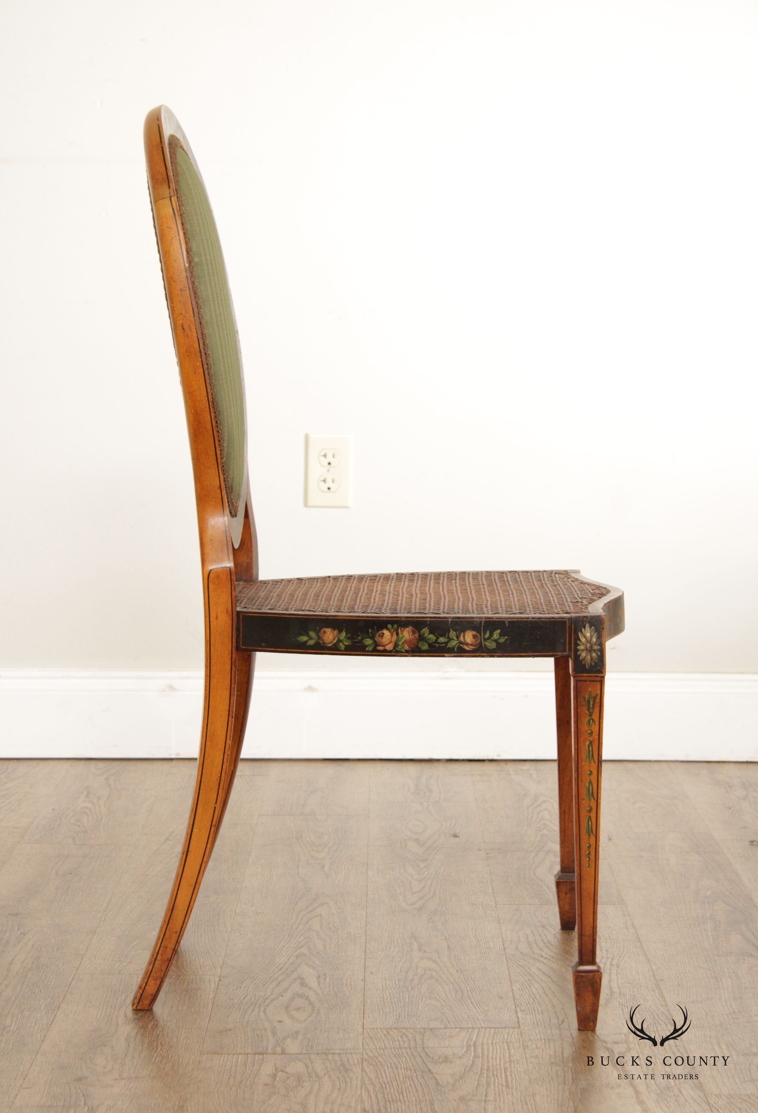 Edwardian Adam Style Paint Decorated Side Chair