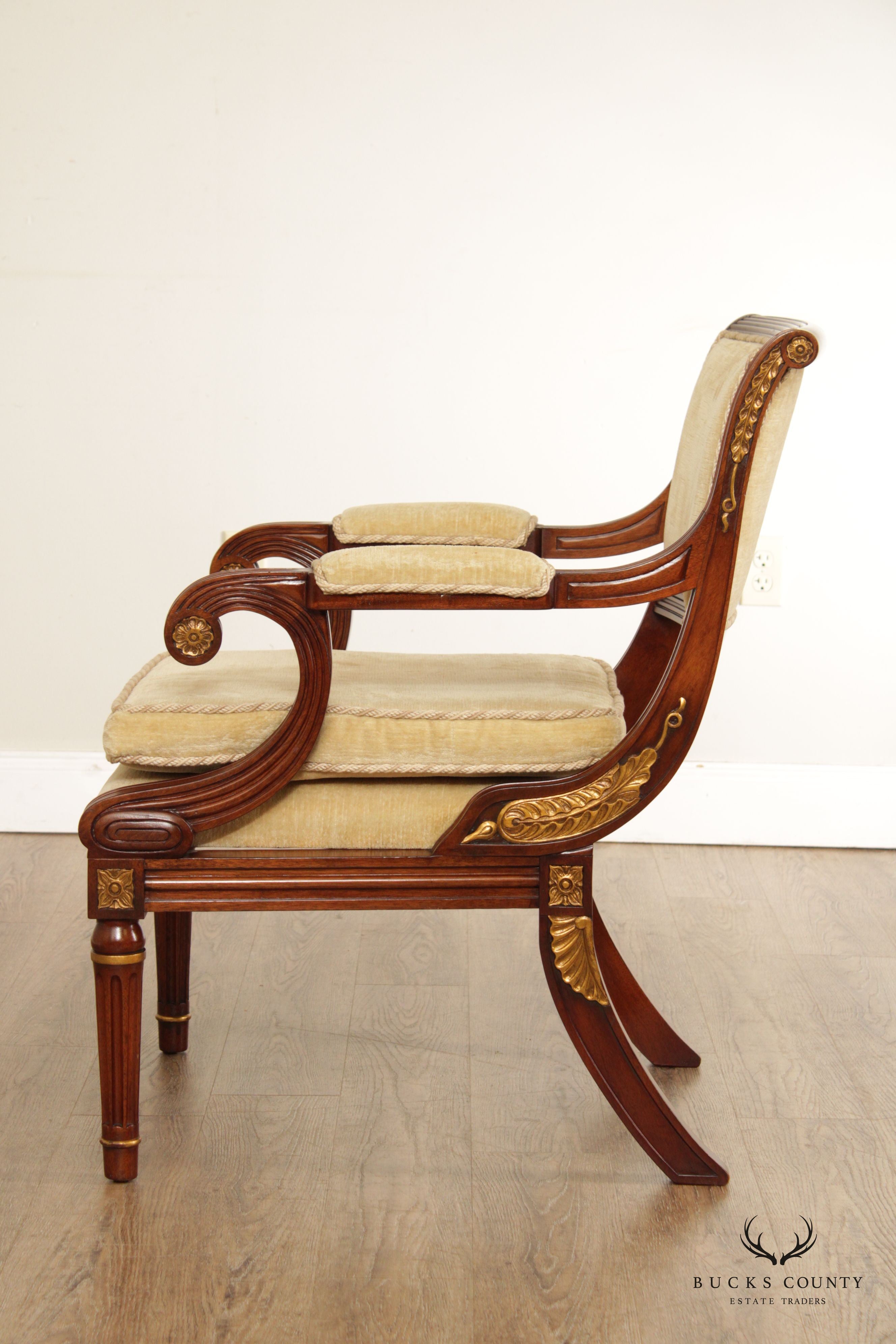 Smith & Watson Regency Style Mahogany and Parcel Gilt Armchair