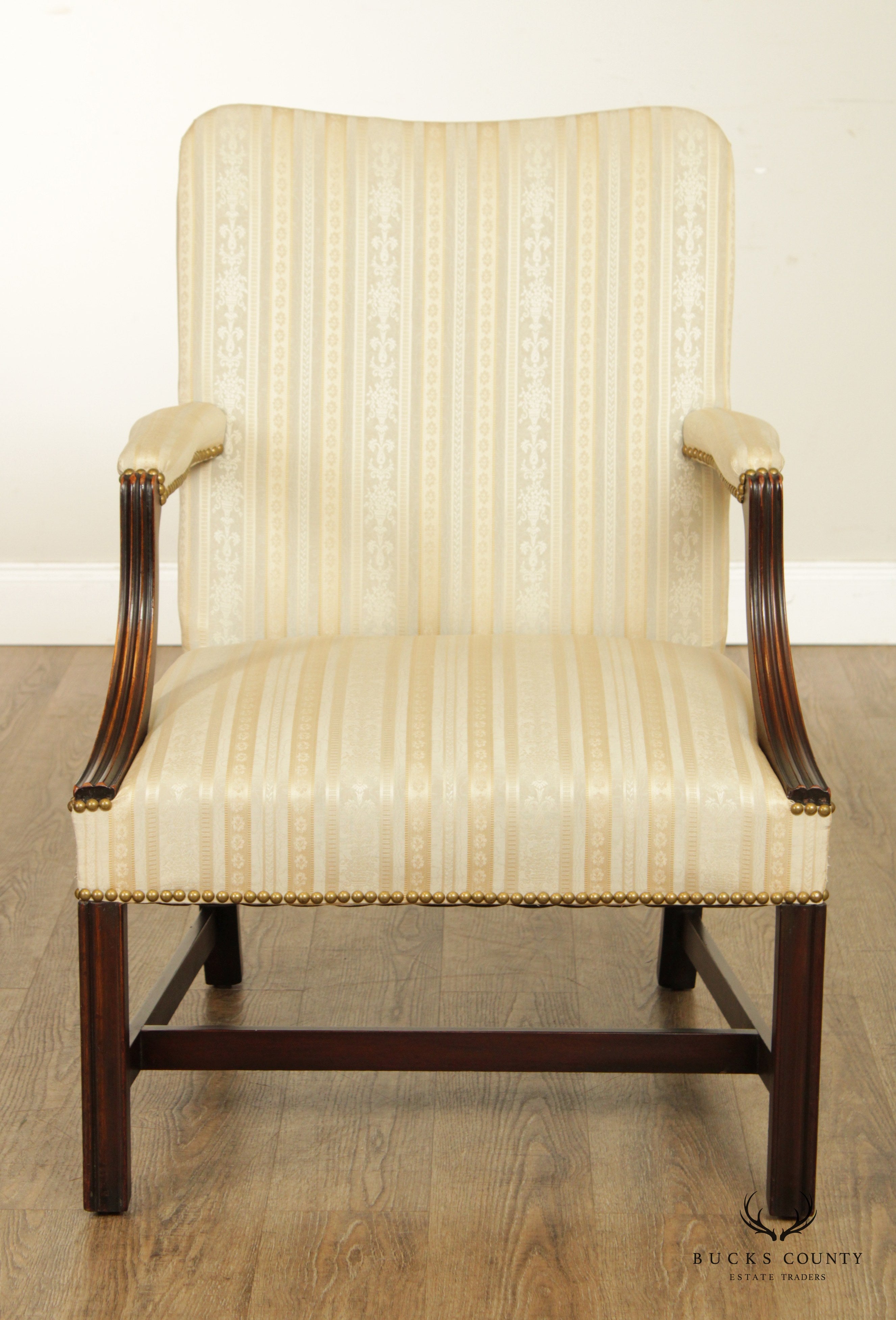 Chippendale Style Vintage Mahogany Frame Armchair