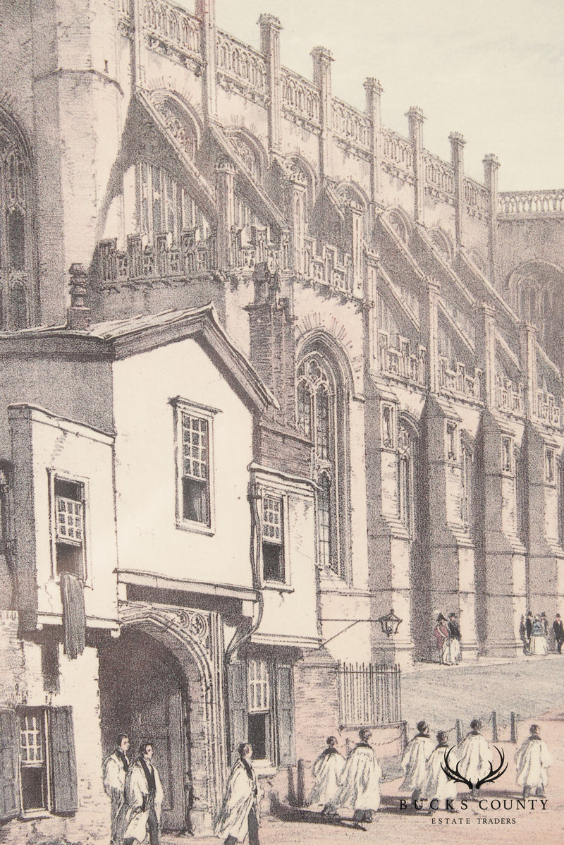 Antique English Engraving, St. George Chapel Windsor Castle in Custom Frame