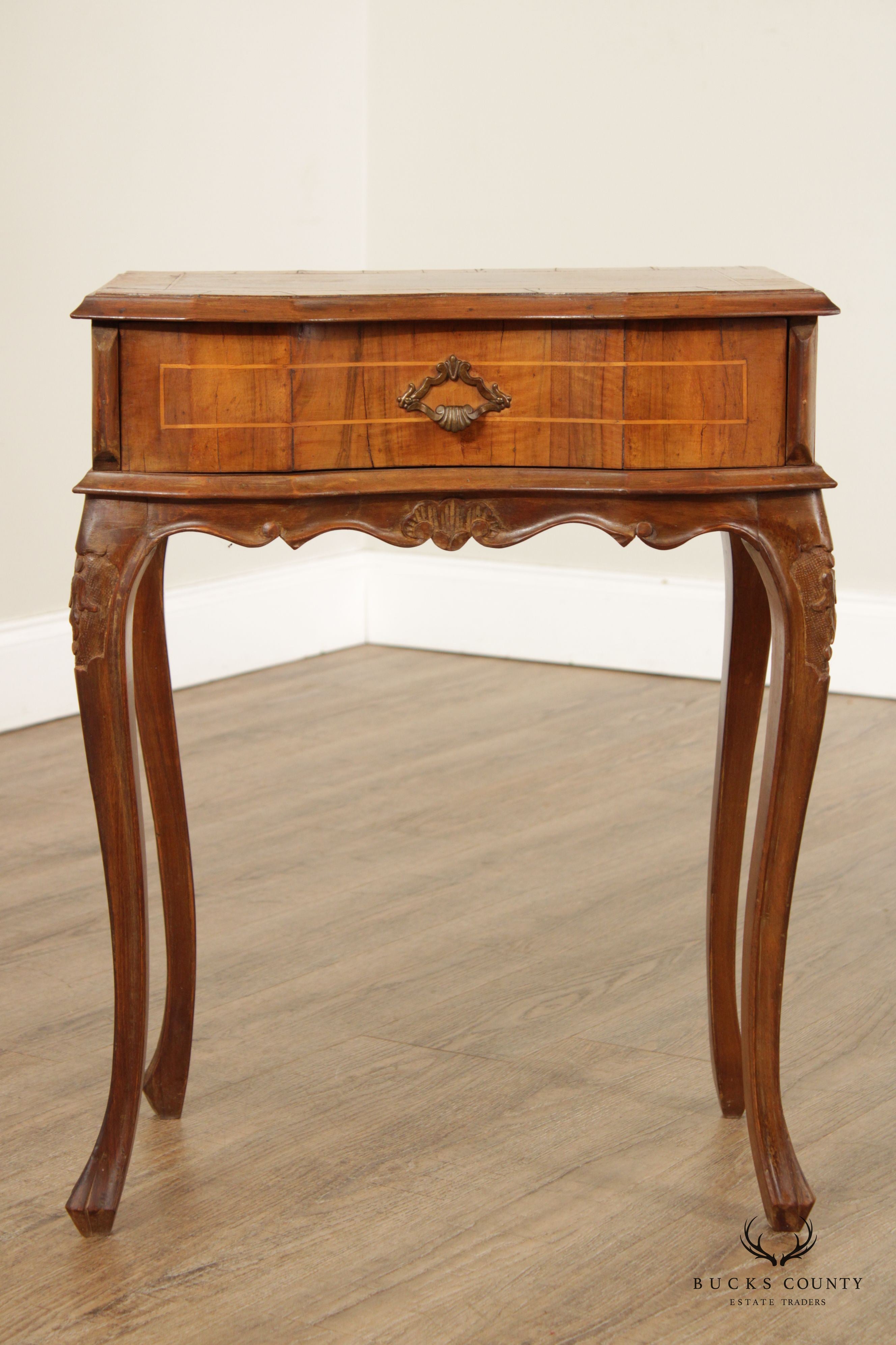 Italian Provincial Walnut Single Drawer Nightstand