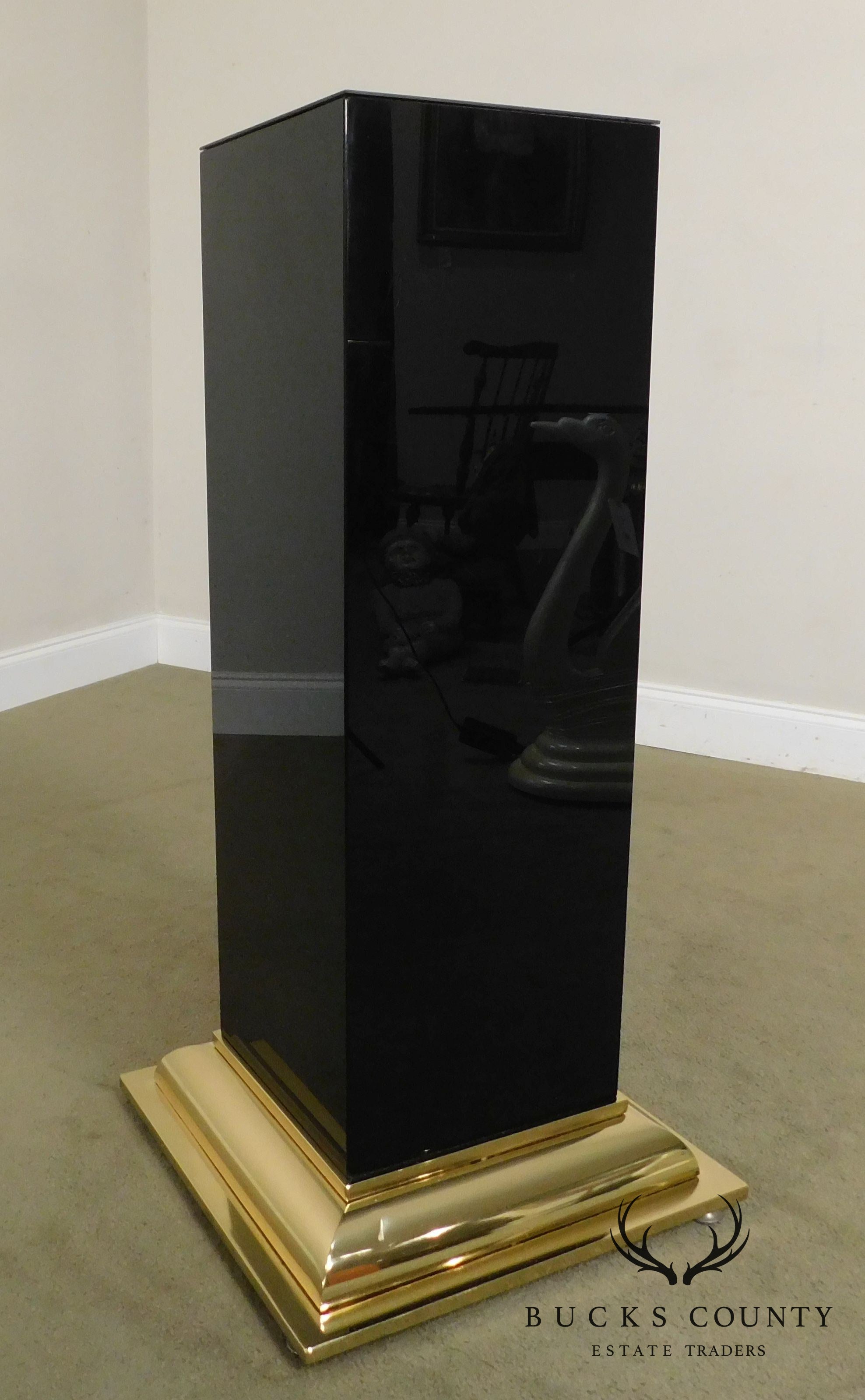 Vintage Modern Black and Gold Pedestal