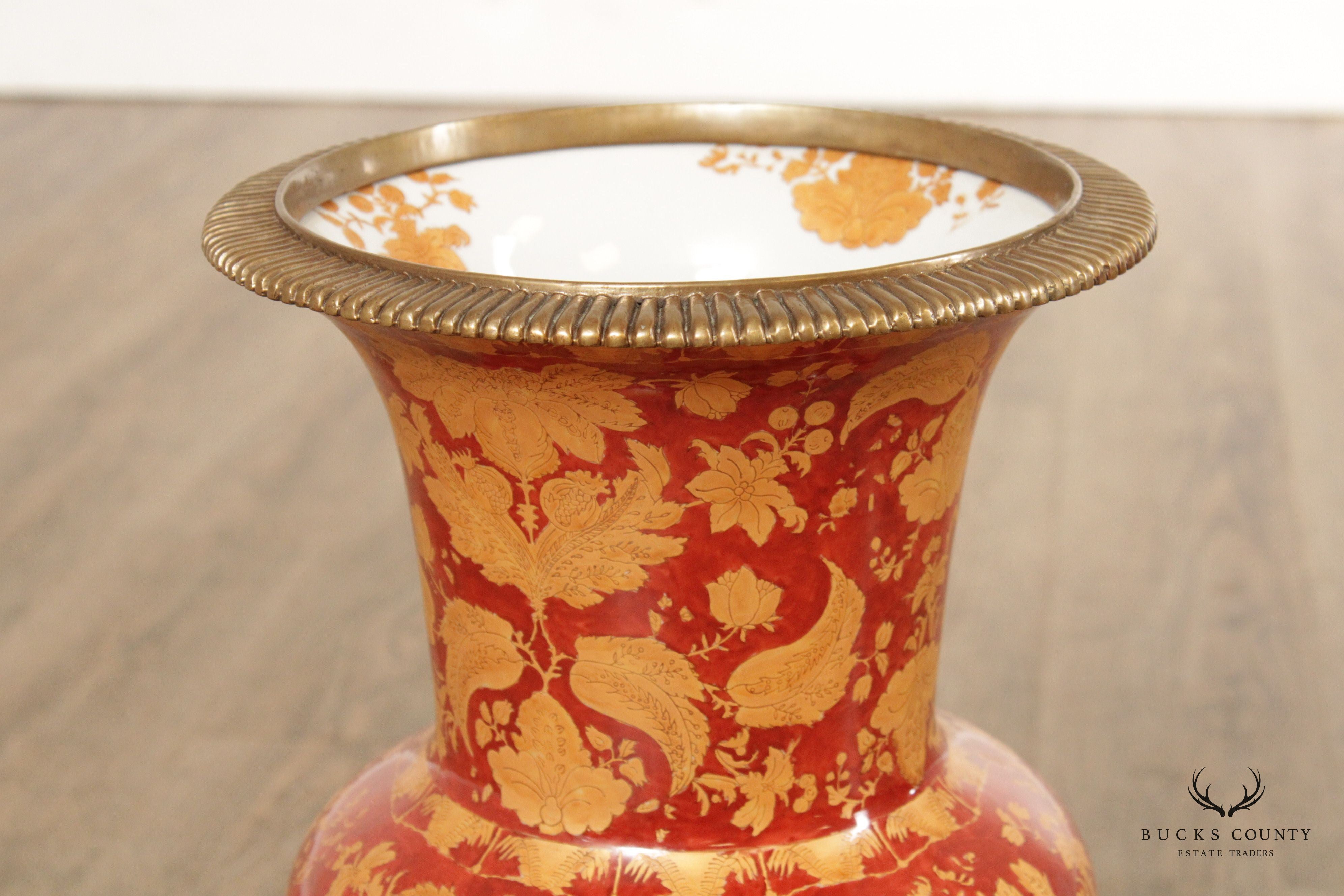Mark Roberts Asian Inspired Bronze and Porcelain Vase