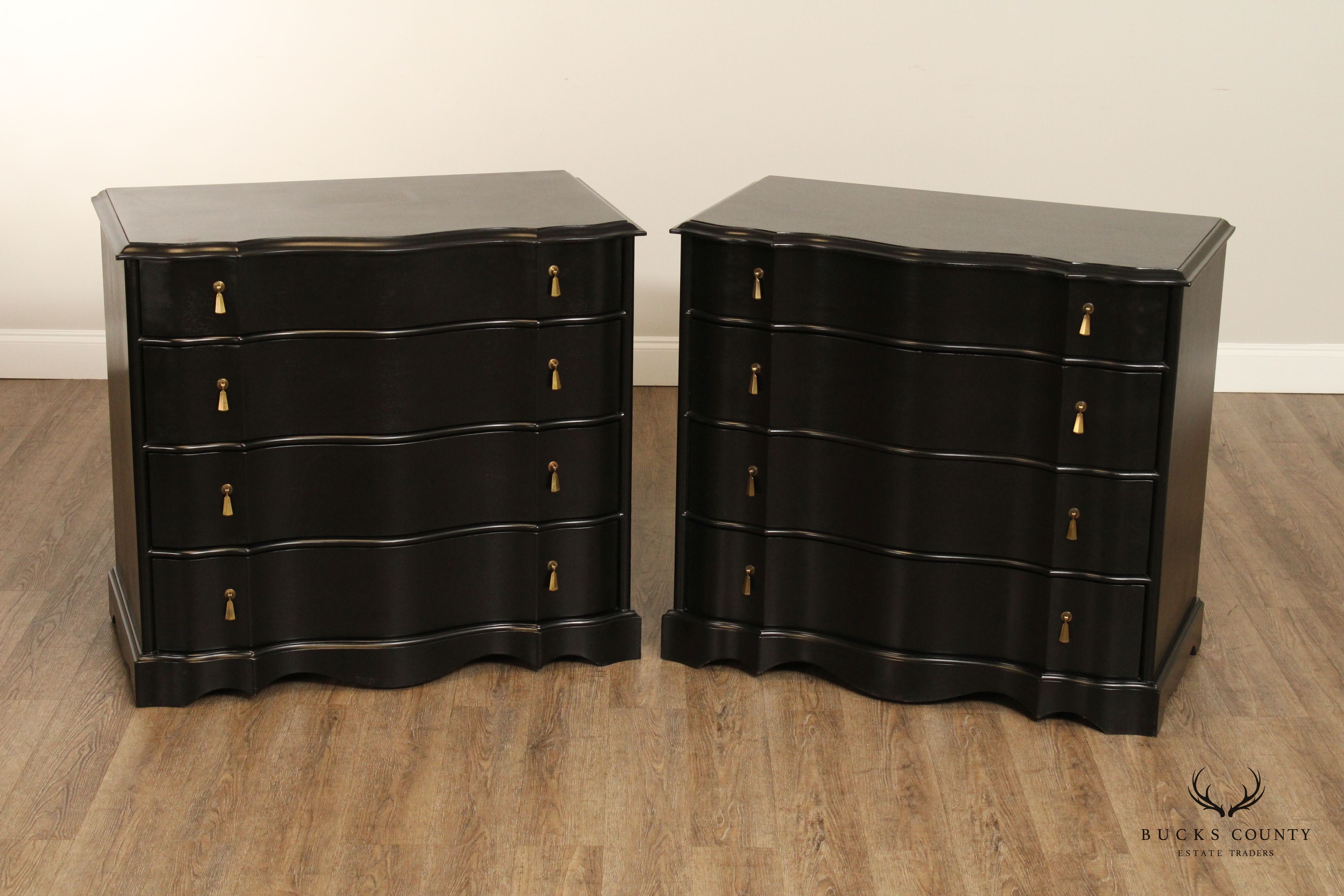 Restoration Hardware Pair of Black 'Jolie' Chests of Drawers