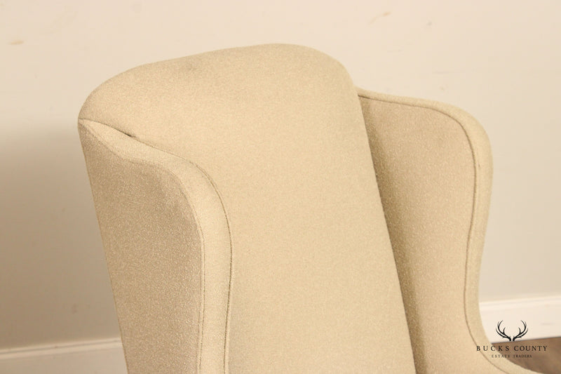 Queen Anne Style Custom Upholstered High-Back Wing Chair