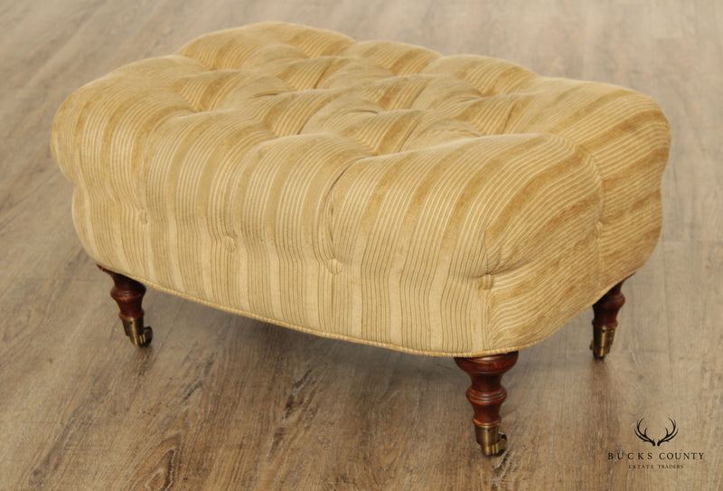 Regency Style Custom Upholstered Tufted Ottoman