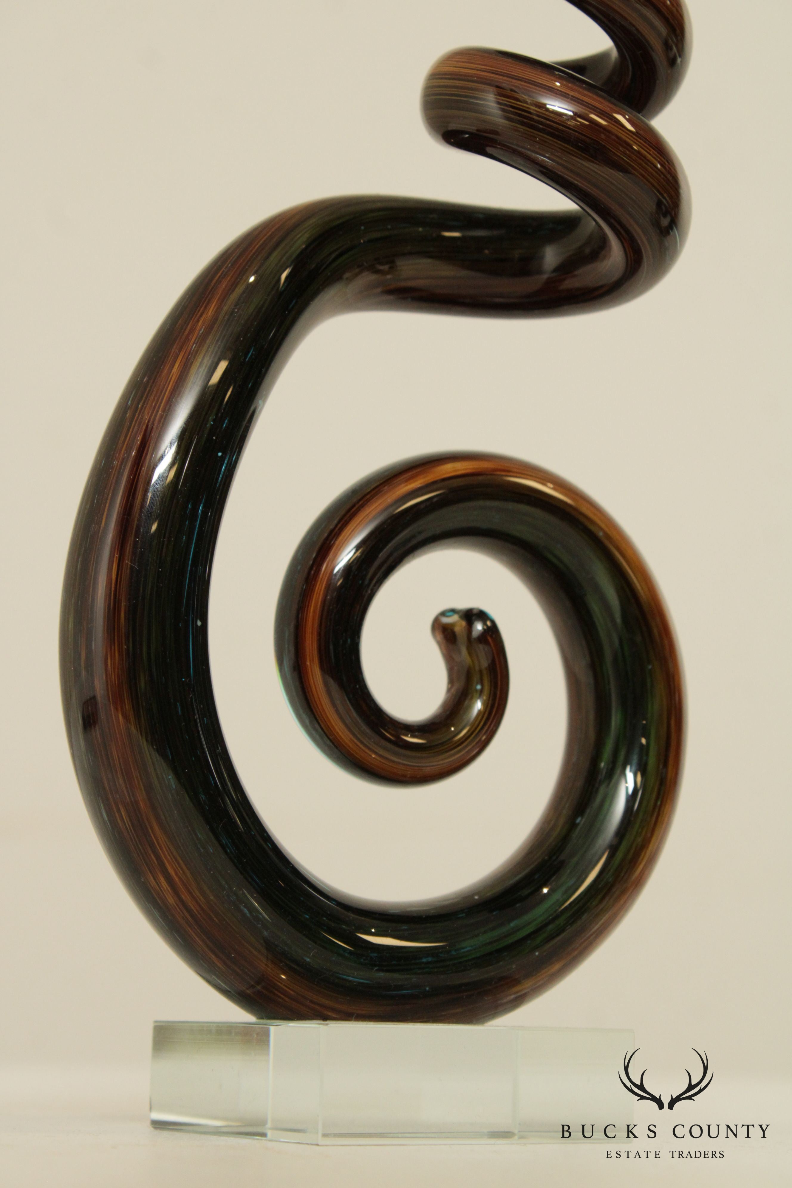 Quality Pair Murano Art Glass Spiral Sculptures