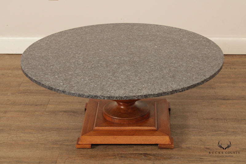 French Style Round Granite Top Pedestal Cocktail Table